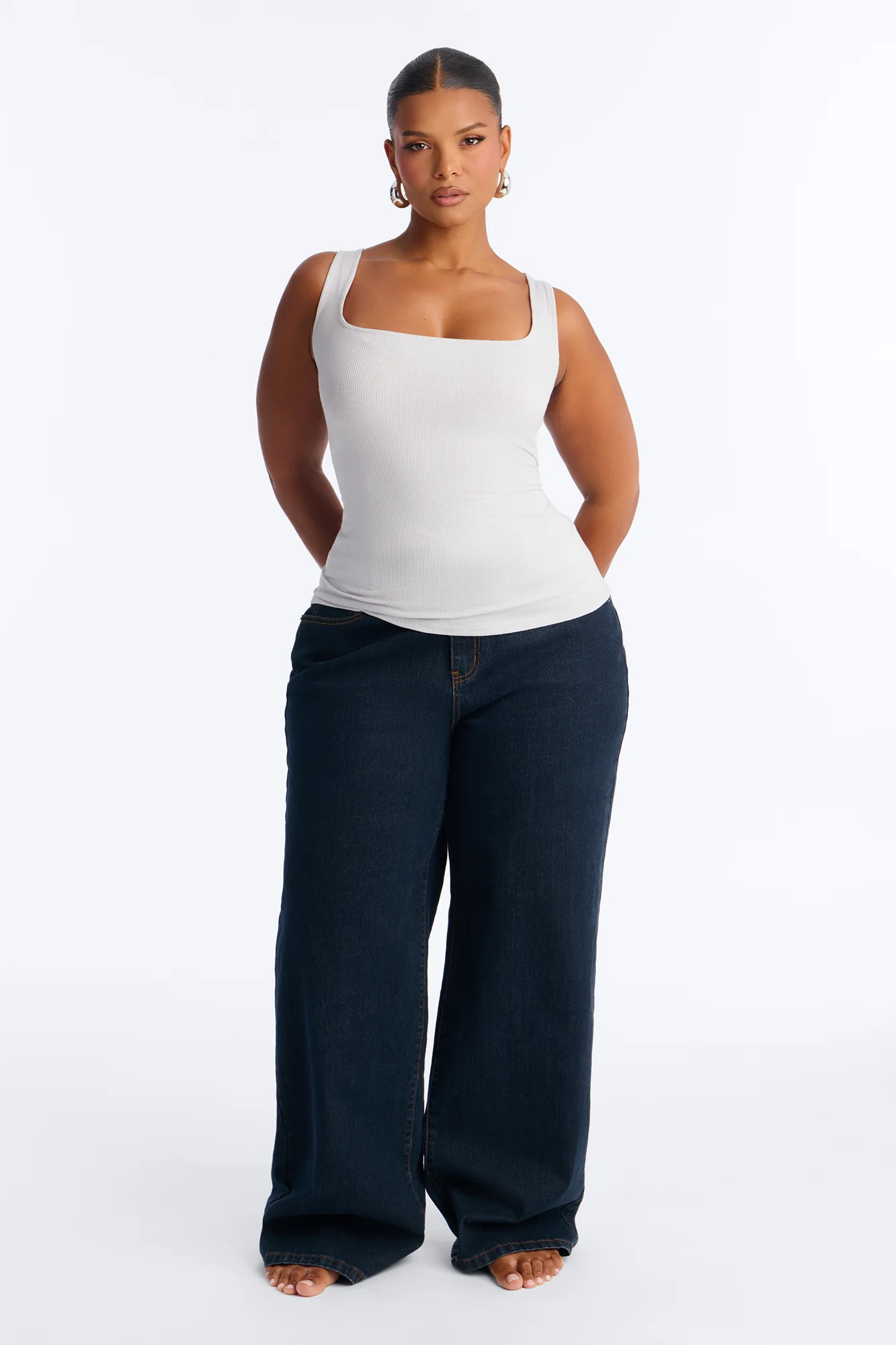 Madison Basic Square Neck Tank Top - Light Grey - Image 5