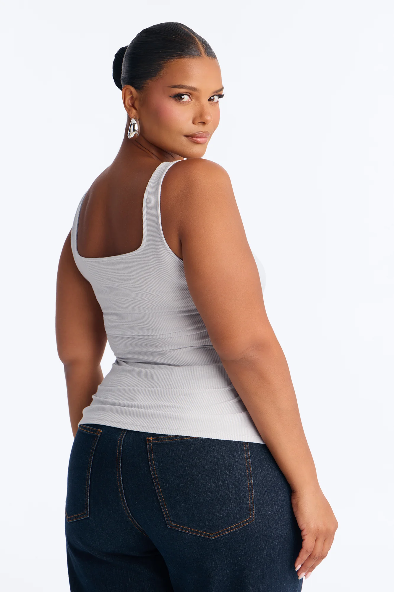 Madison Basic Square Neck Tank Top - Light Grey - Image 7