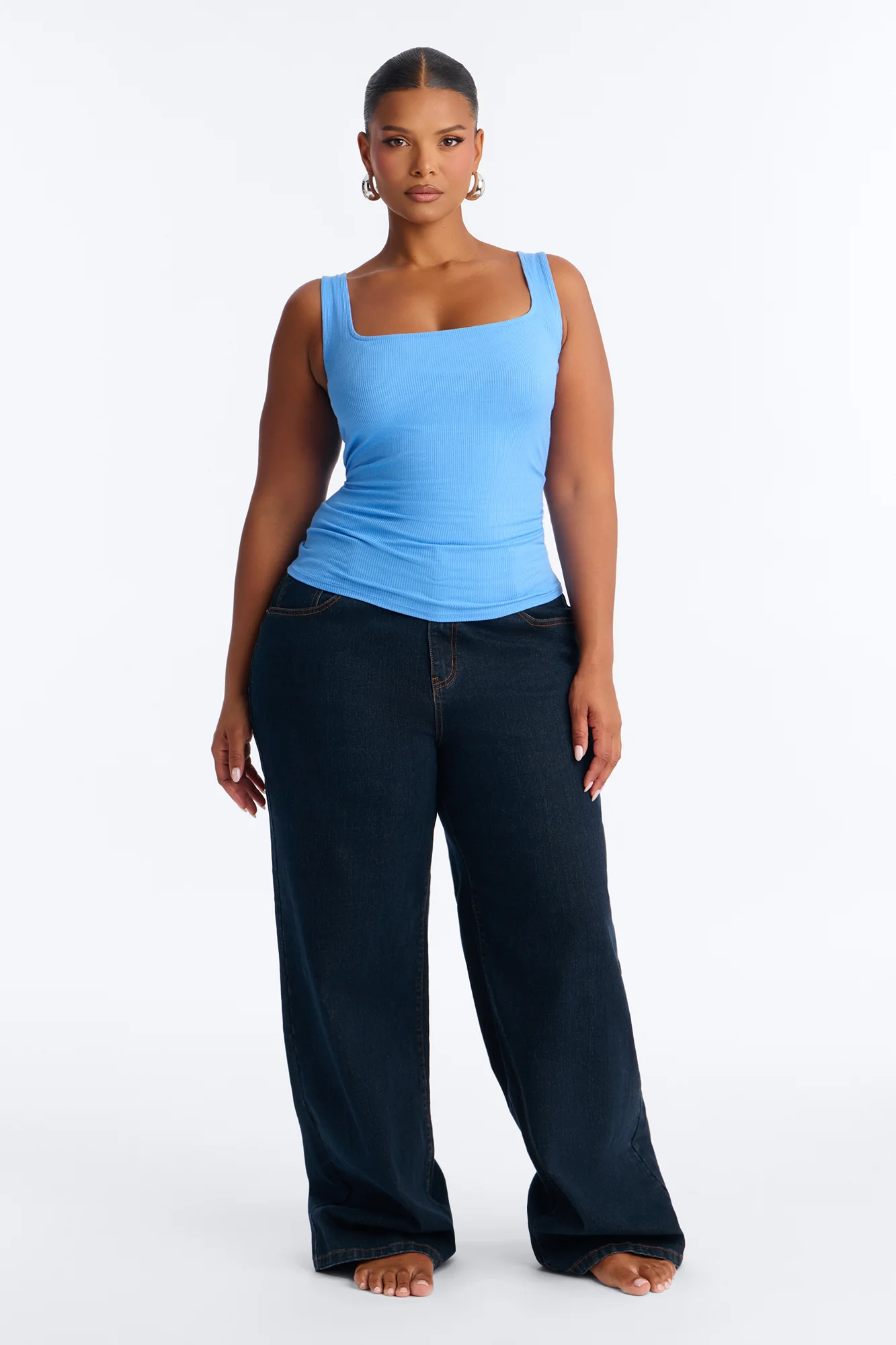 Madison Basic Square Neck Tank Top - Periwinkle - Image 6