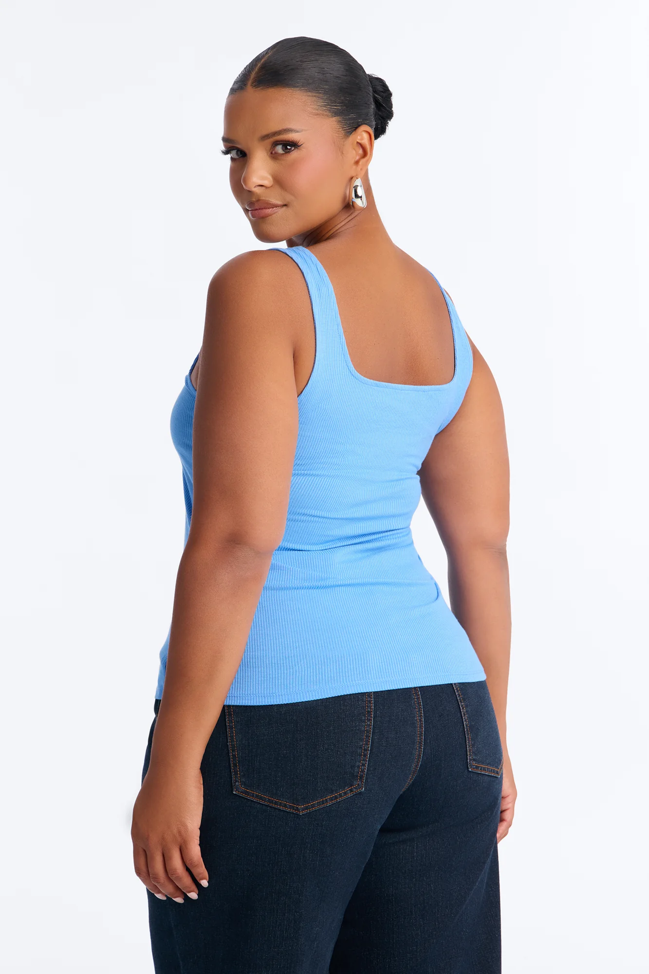 Madison Basic Square Neck Tank Top - Periwinkle - Image 8