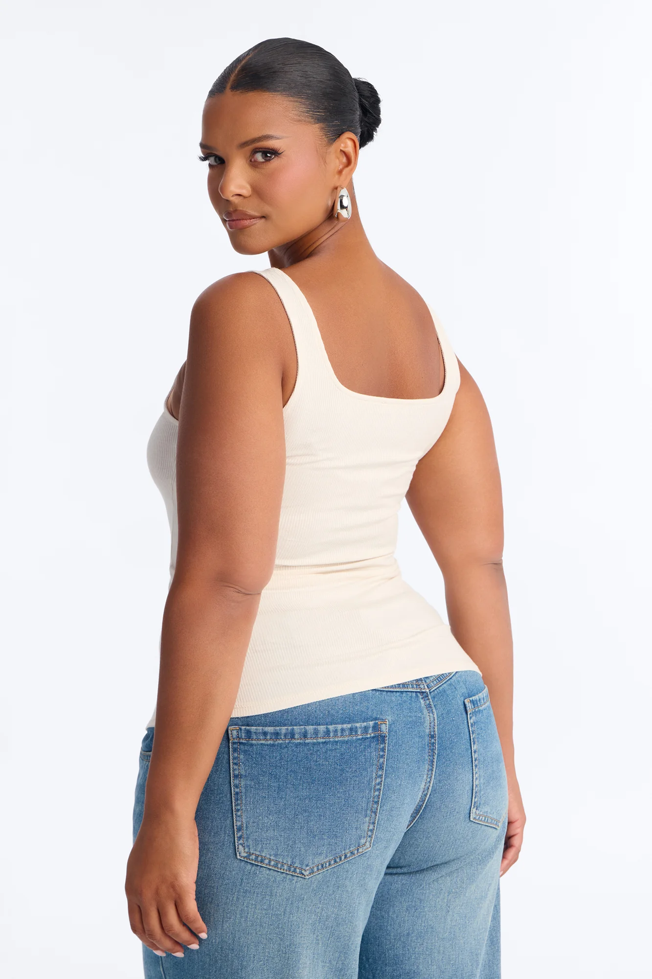 Madison Basic Square Neck Tank Top - Stone - Image 8