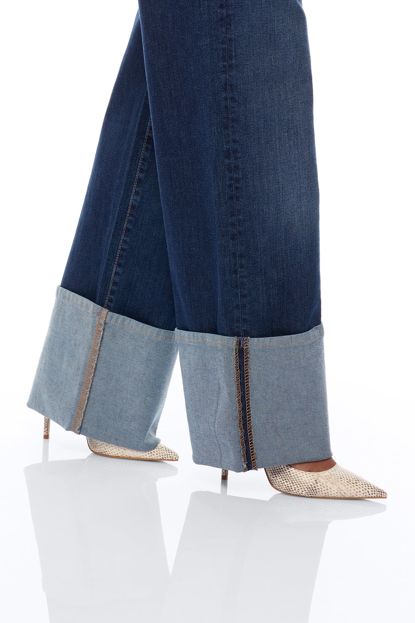 Maeve Cuffed Wide Leg Jeans - Dark Wash - Image 3