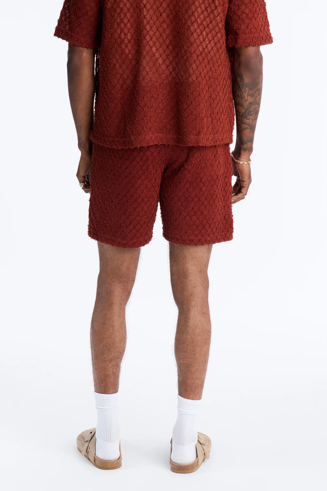 Mahogany Net Relaxed Shorts - Brown - Image 5