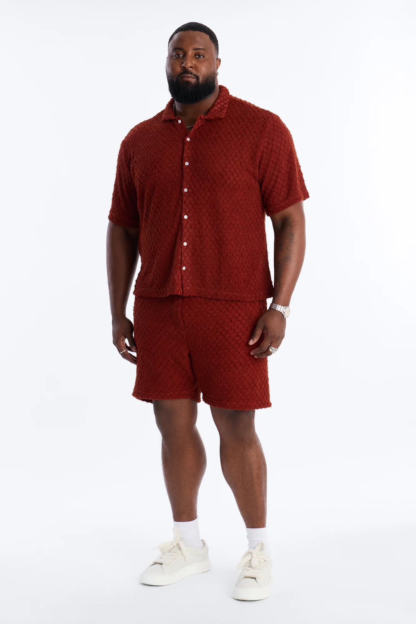Mahogany Net Relaxed Shorts - Brown - Image 7
