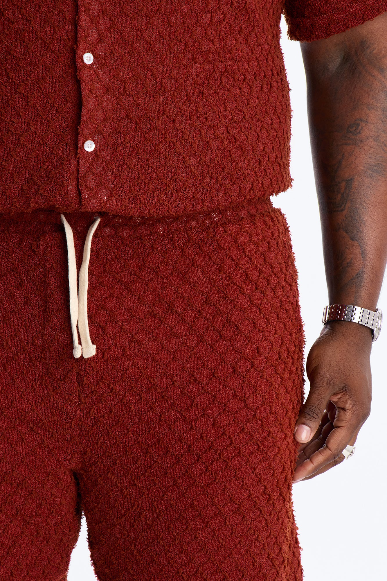 Mahogany Net Relaxed Shorts - Brown - Image 8
