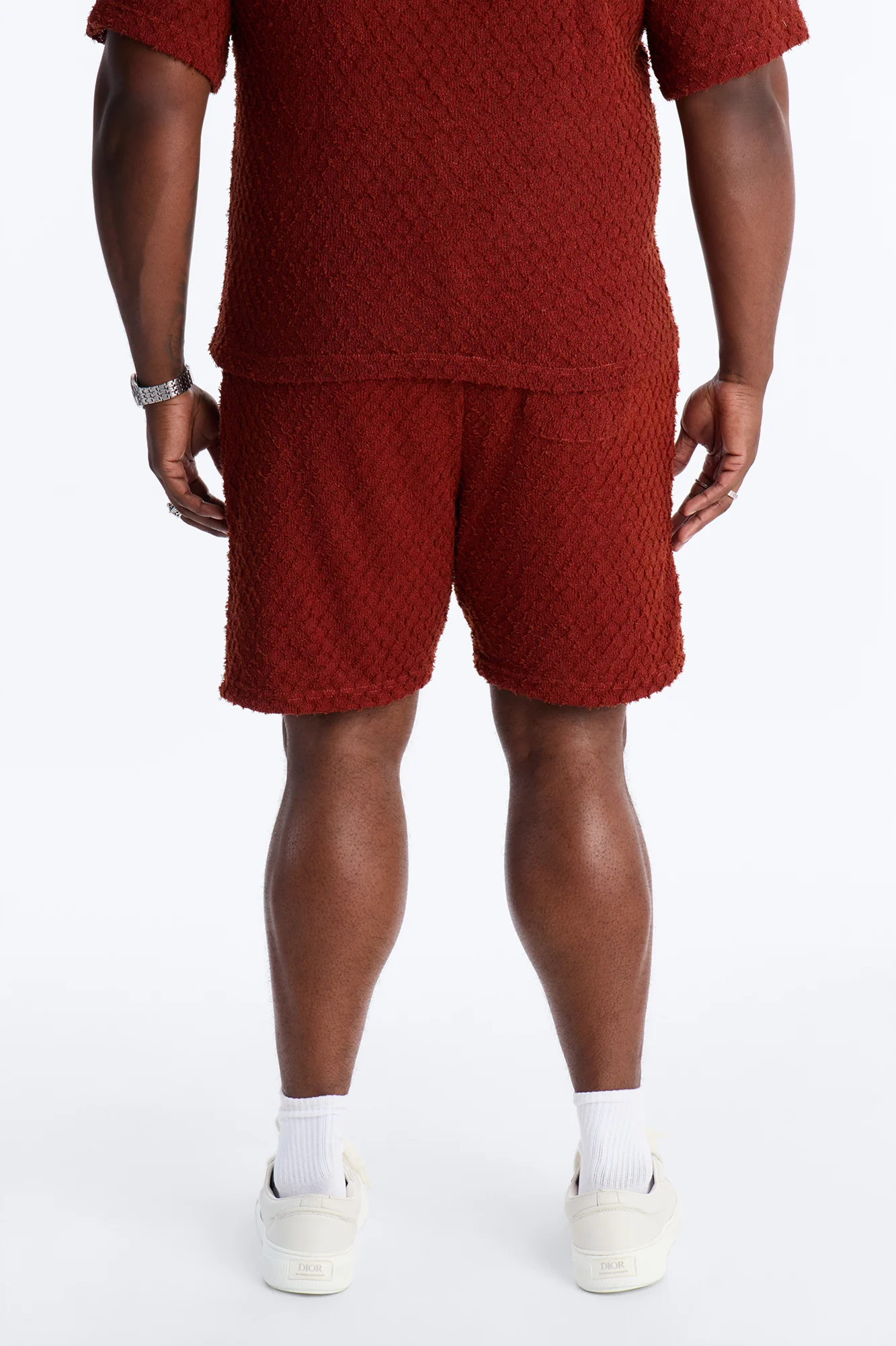 Mahogany Net Relaxed Shorts - Brown - Image 9