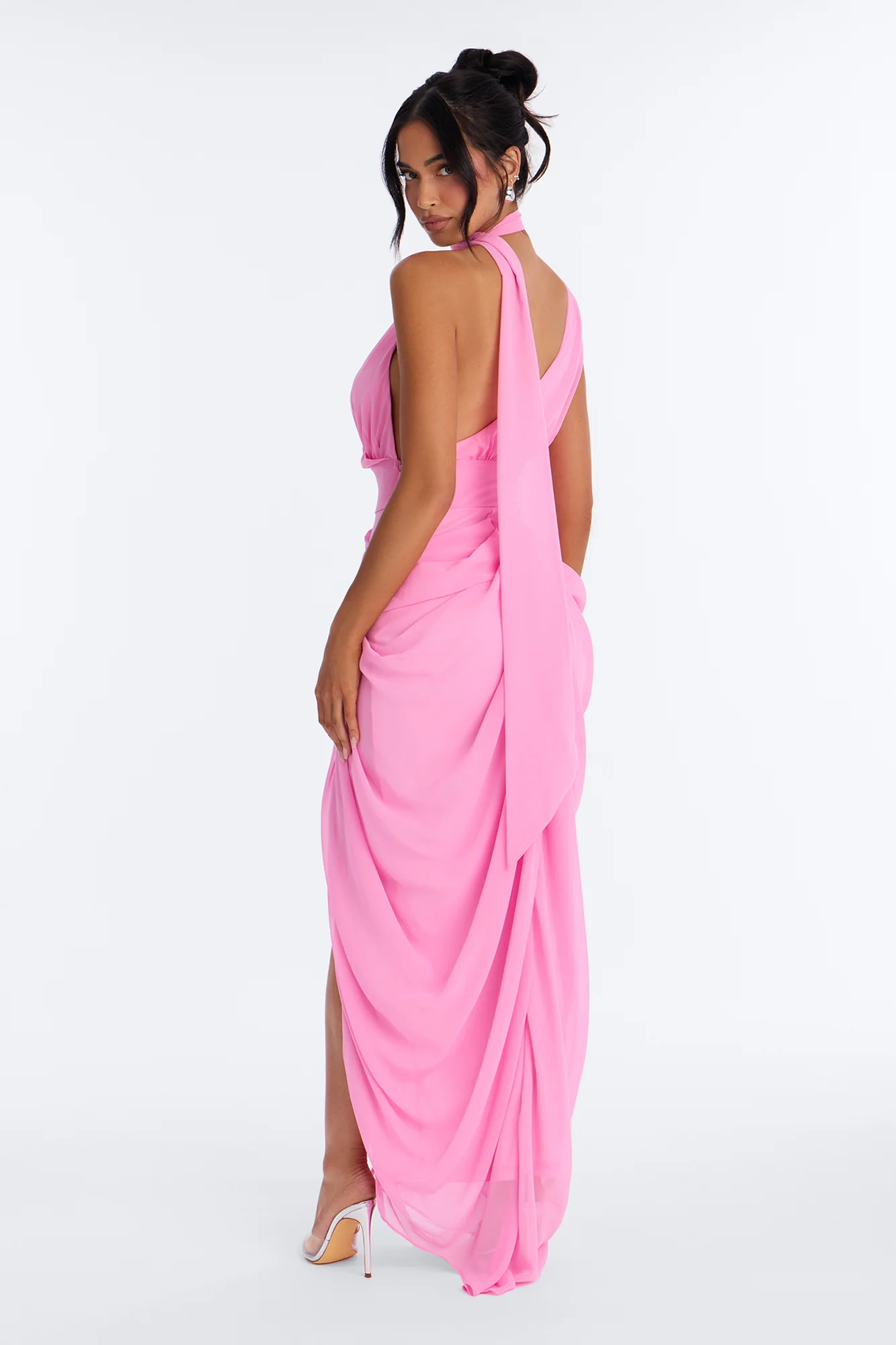 Main Character Ruched Chiffon Gown - Light Pink - Image 4