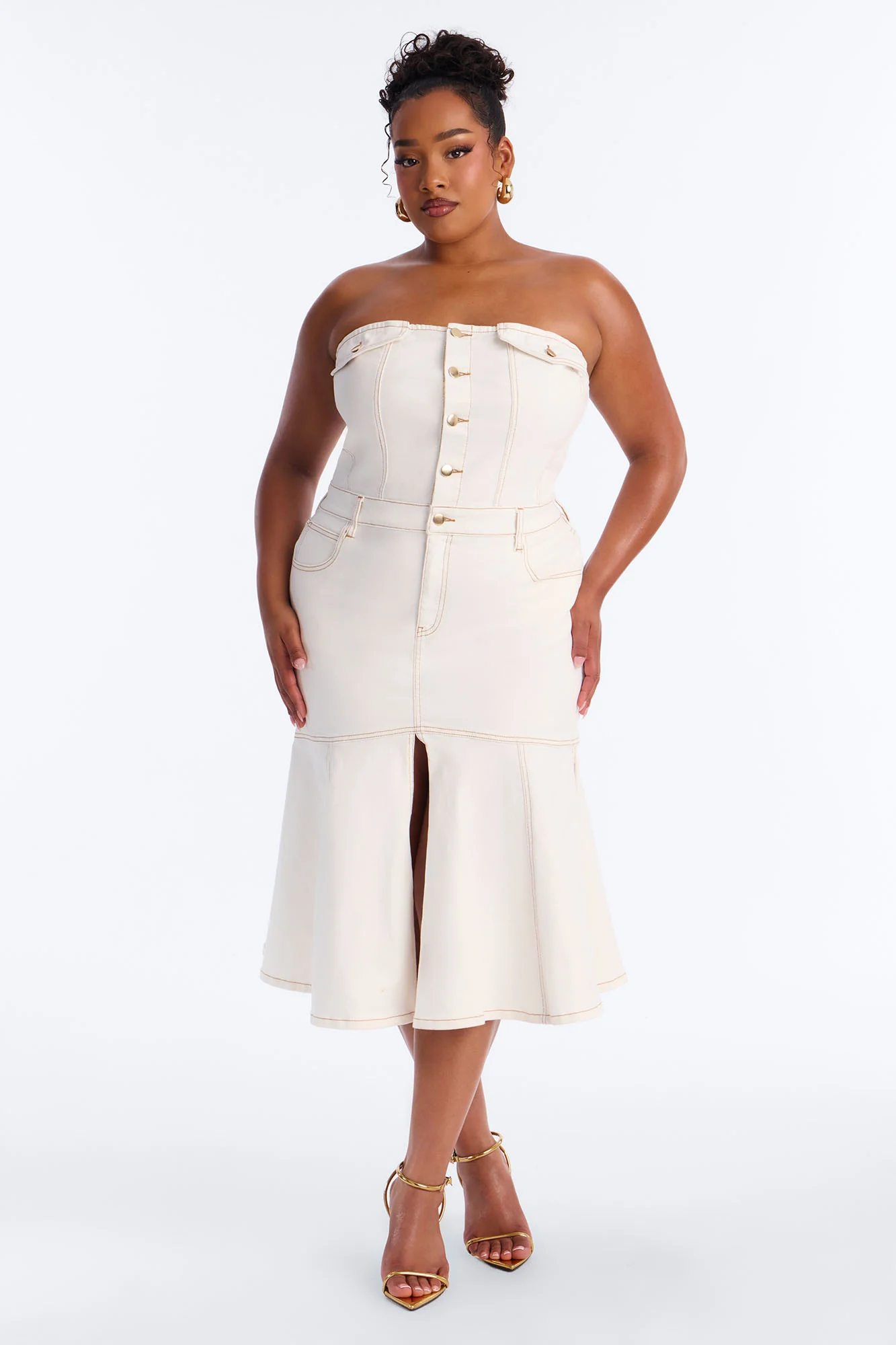 Main One Denim Midi Dress - White - Image 5