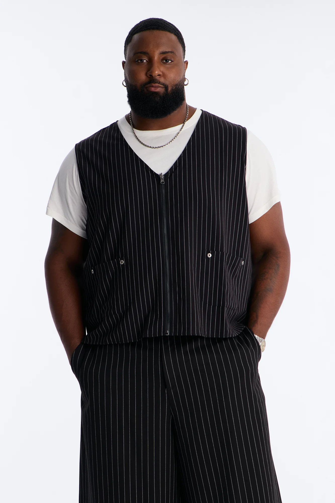 Maison Tailored All Over Pocket Belvedere Vest - Black - Image 5