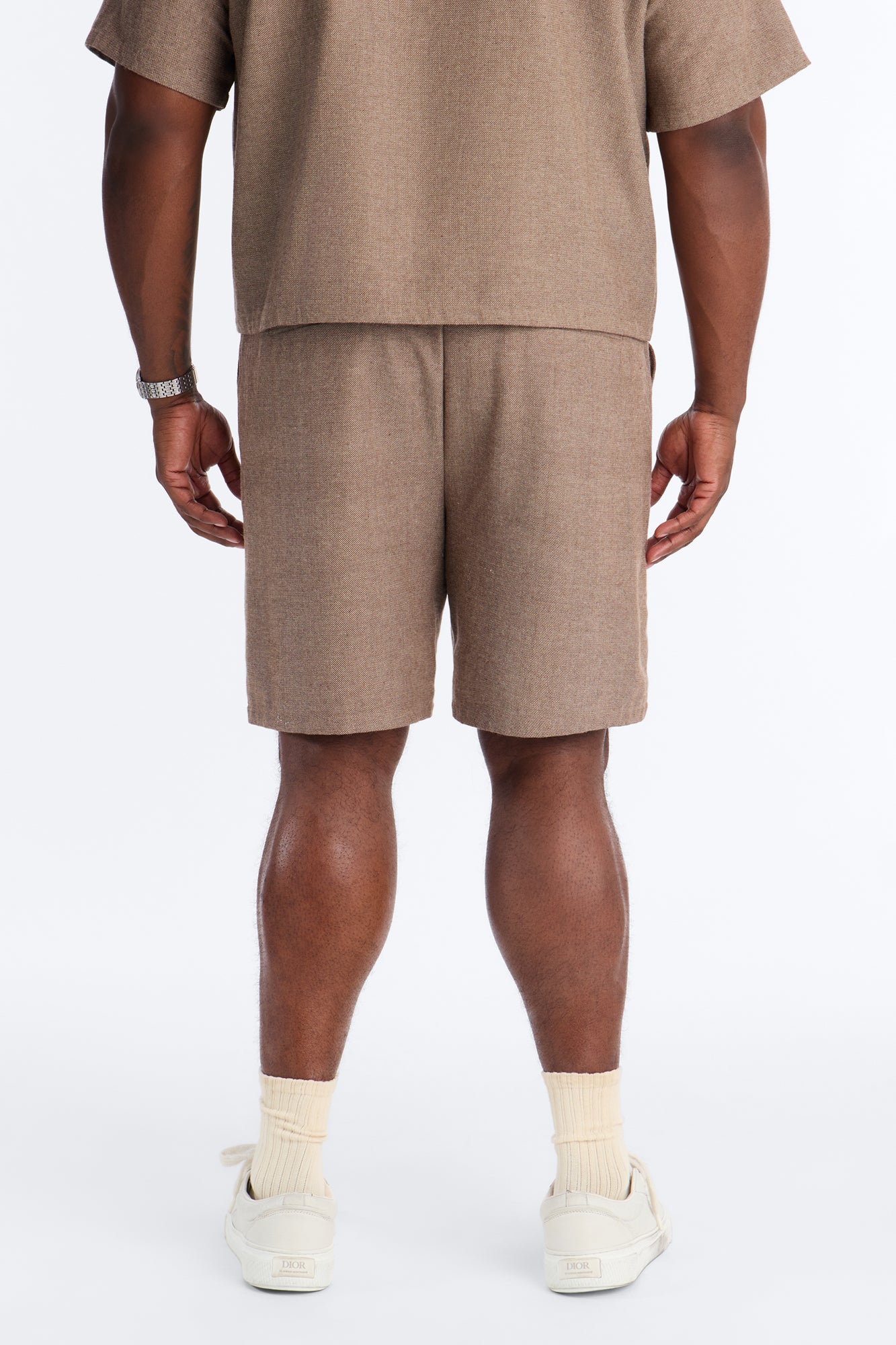 Maison Tailored Textured Wrapped Short - Brown - Image 8