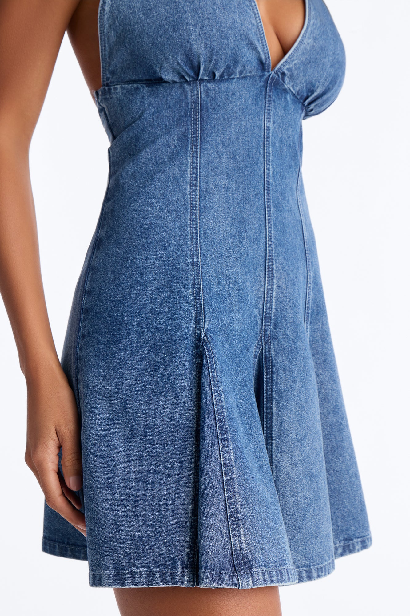 Maisy Halter Denim Mini Dress - Denim - Image 3