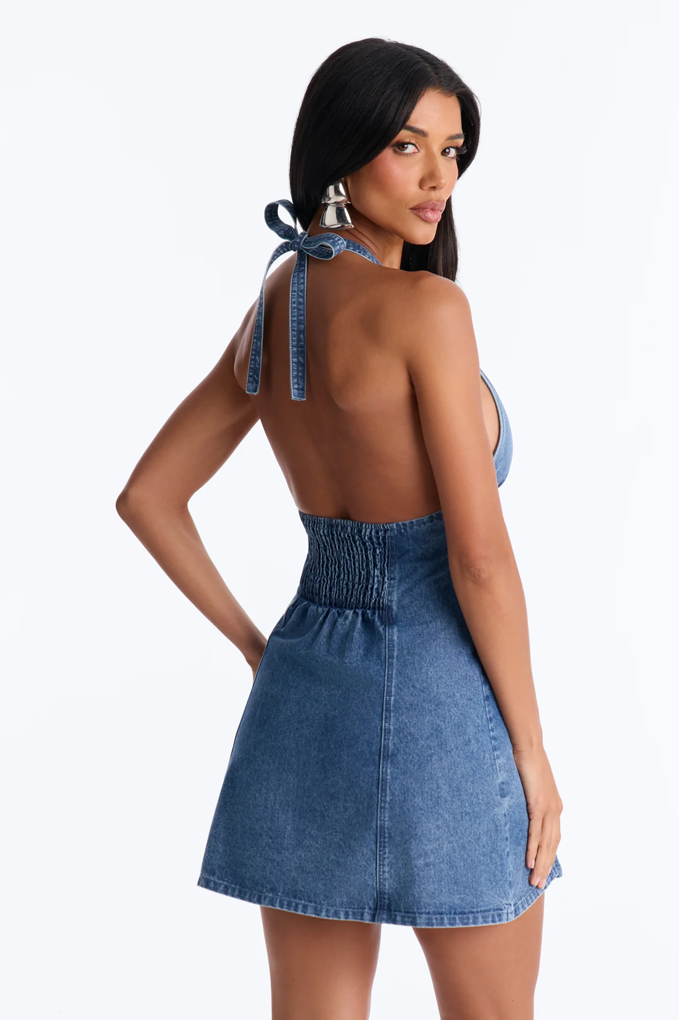 Maisy Halter Denim Mini Dress - Denim - Image 4