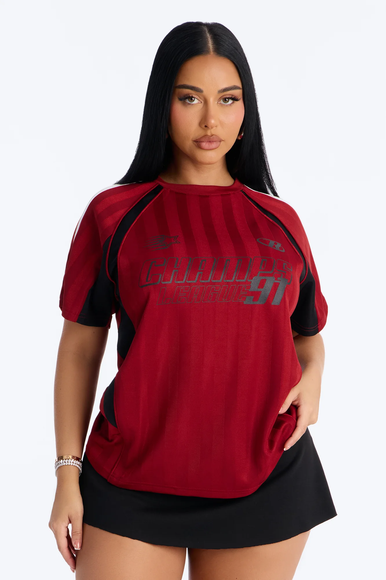Major League Champs Short Sleeve Striped Jersey - Wine