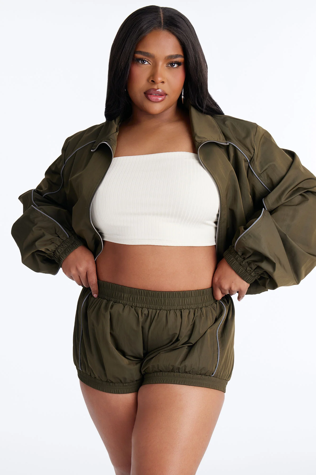 Make A Move Windbreaker Bloomer Shorts - Olive - Image 5