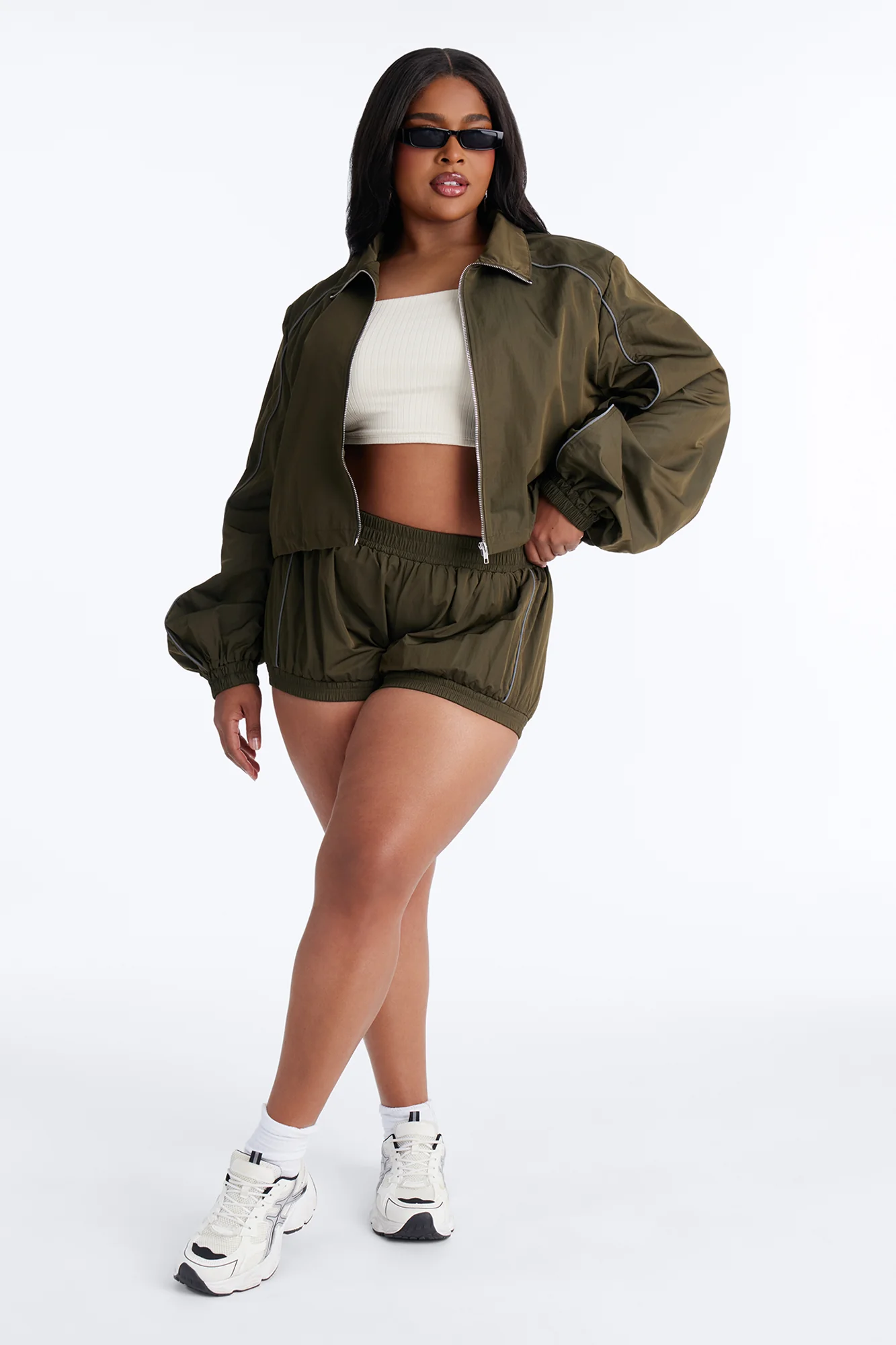 Make A Move Windbreaker Bloomer Shorts - Olive - Image 6