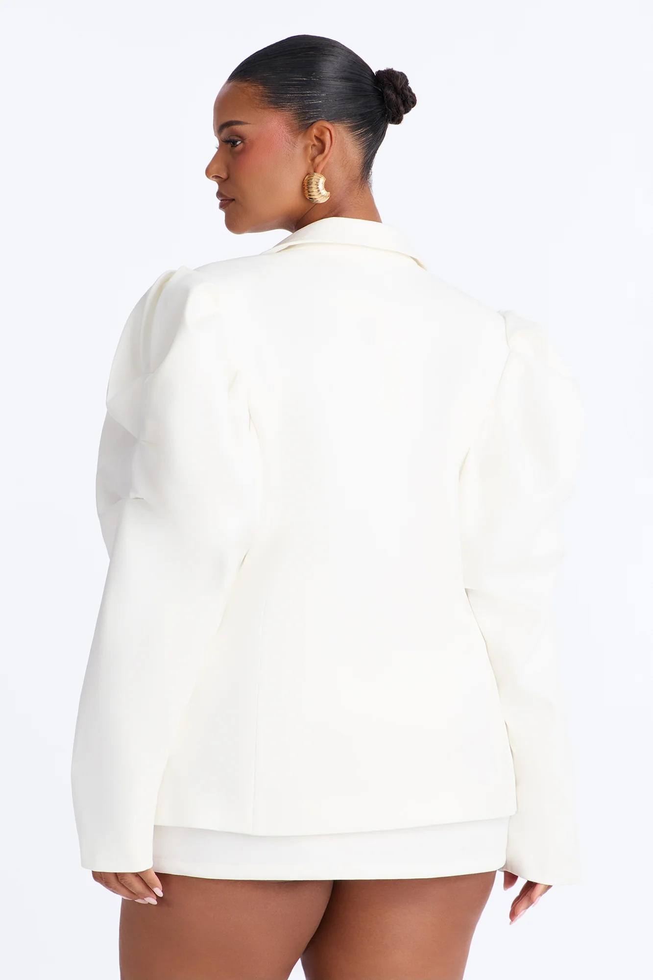 Make a Statement Puff Sleeve Blazer - White - Image 8