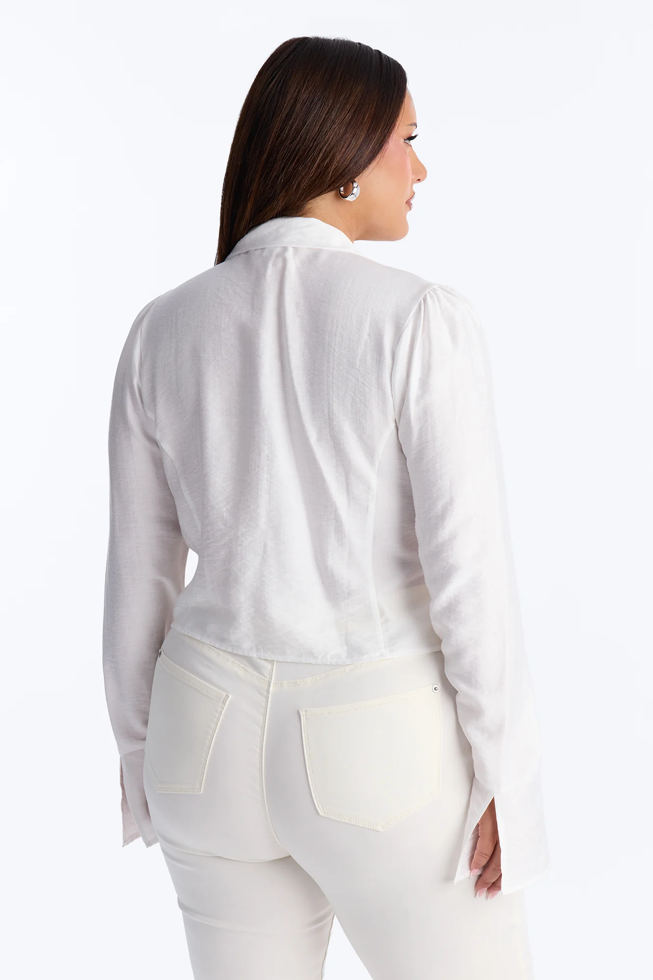 Make It Happen Ruched Linen Top - White - Image 8