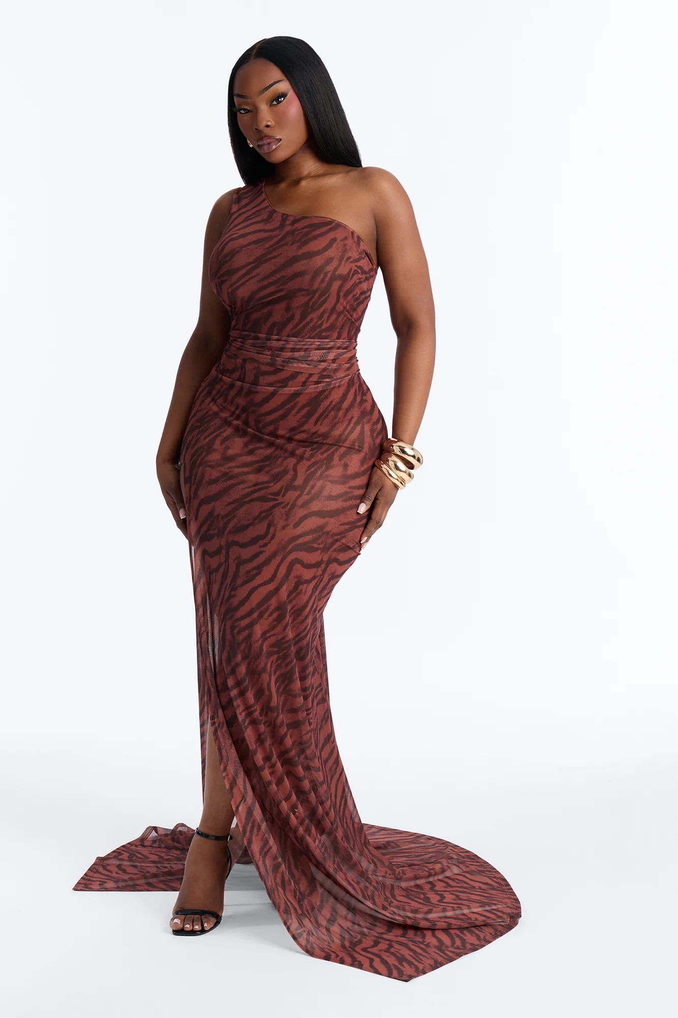 Makena Mesh Maxi Dress - Brown/combo - Image 5