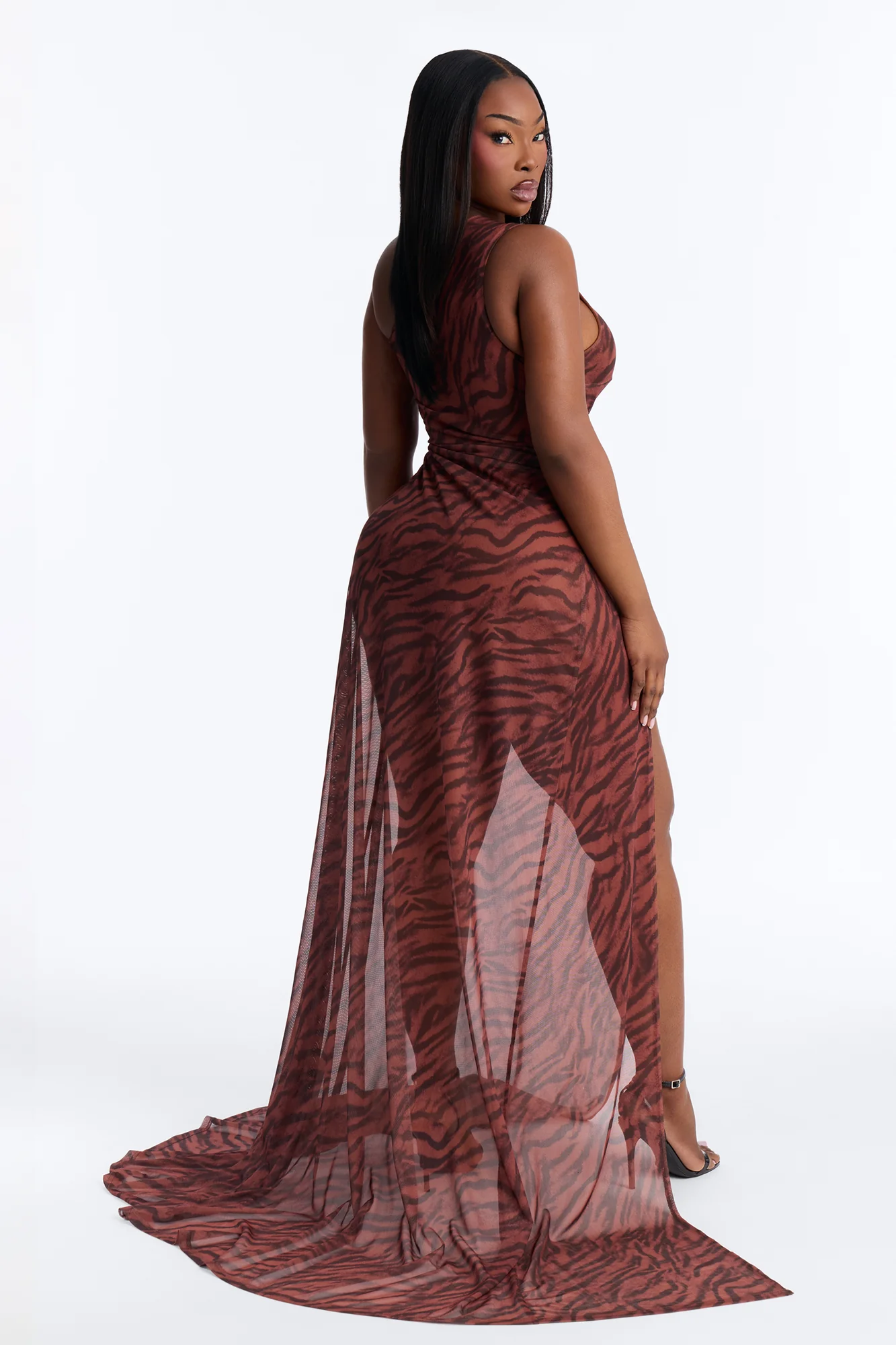 Makena Mesh Maxi Dress - Brown/combo - Image 8