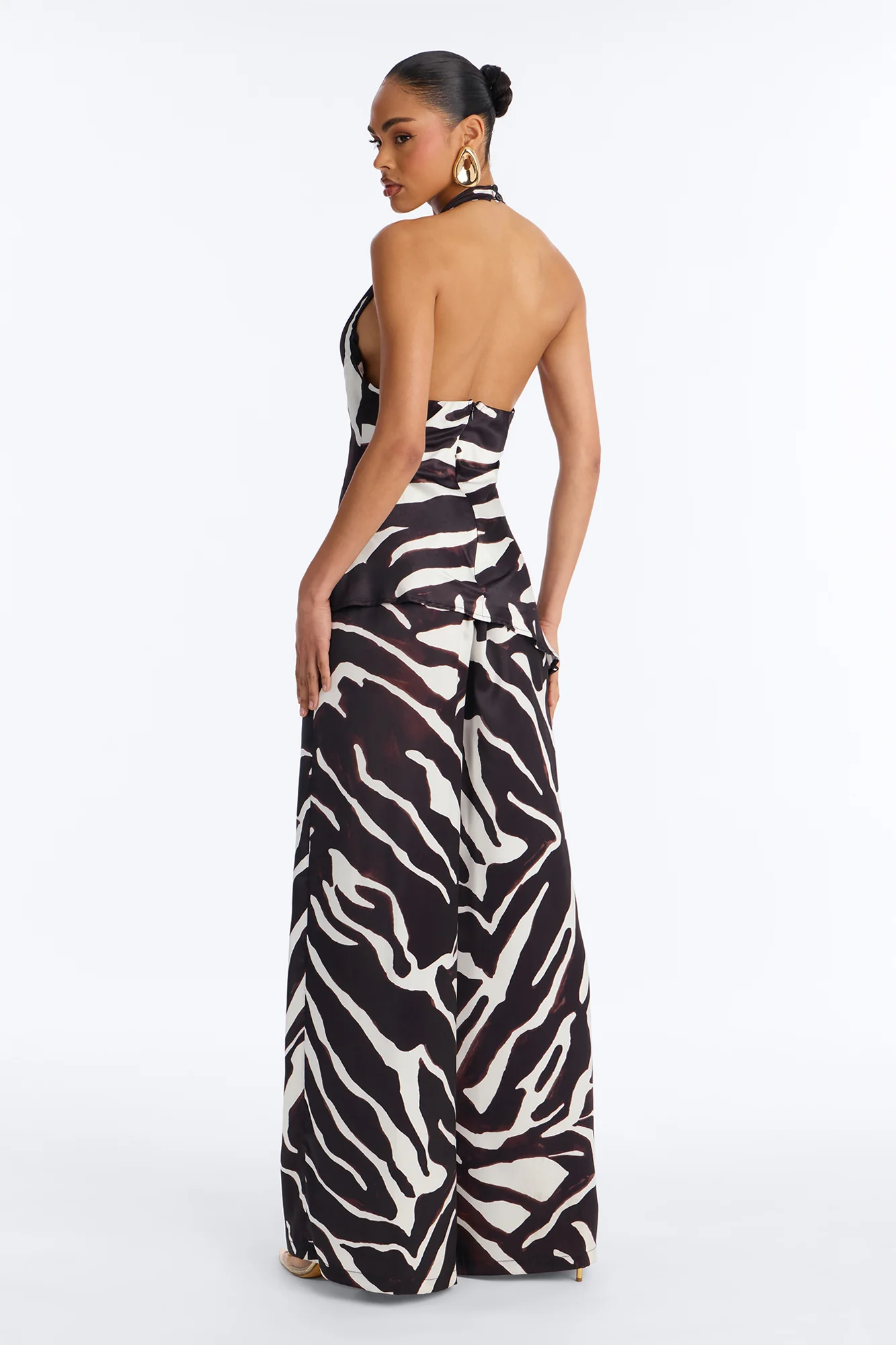 Mali Zebra Wide Leg Jumpsuit - Brown - Image 4