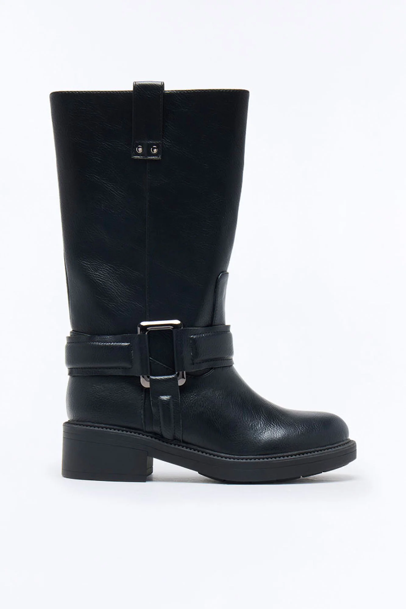 Malia Knee High Moto Boots - Black - Image 2