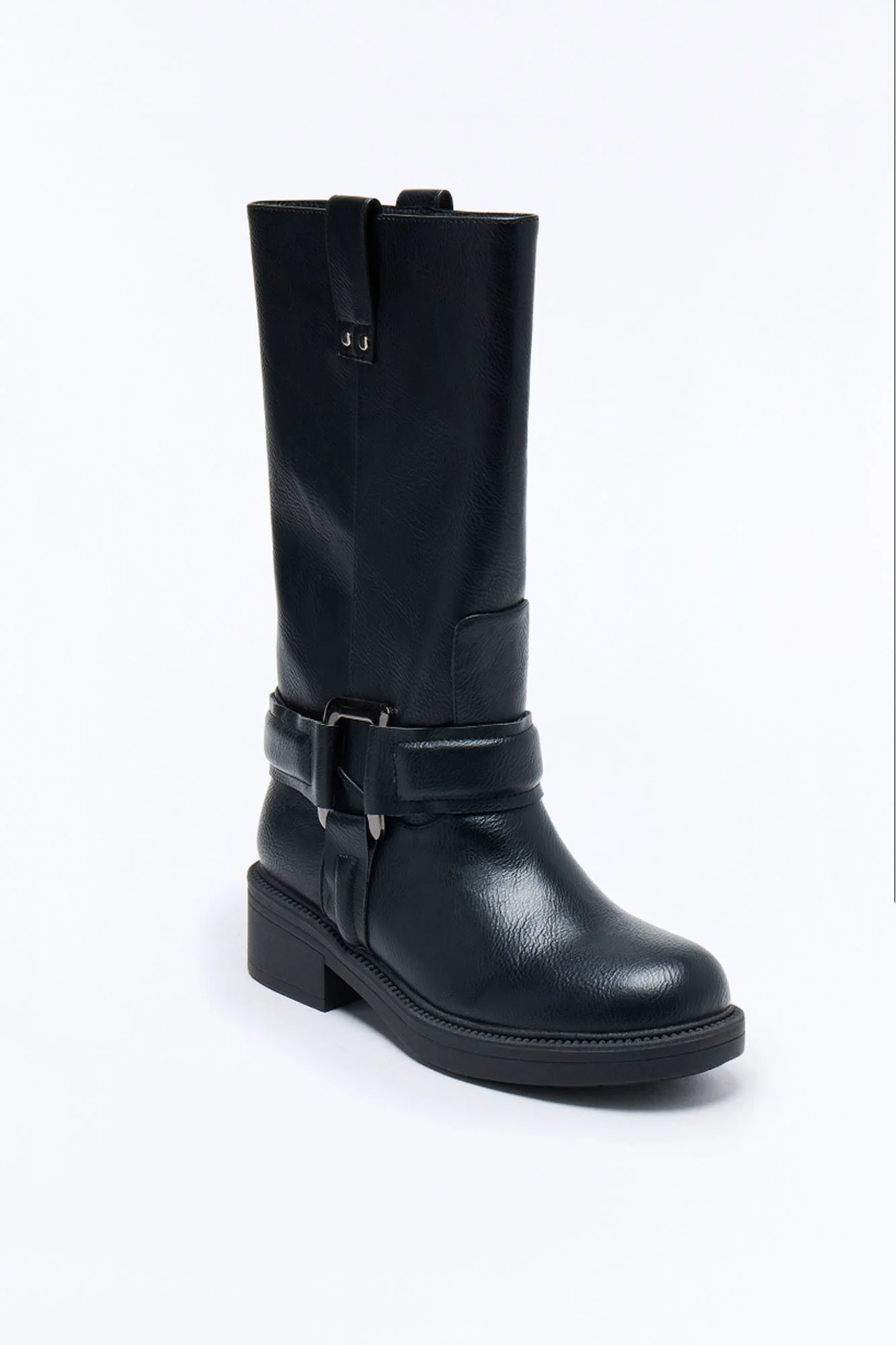 Malia Knee High Moto Boots - Black - Image 4