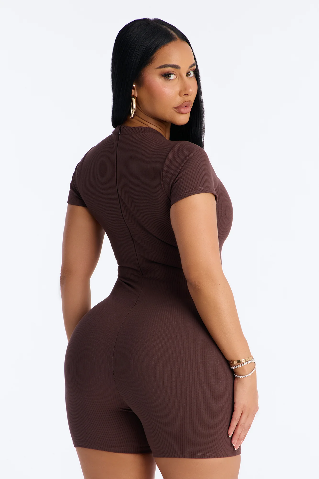 Malia Snatched Romper - Chocolate - Image 3