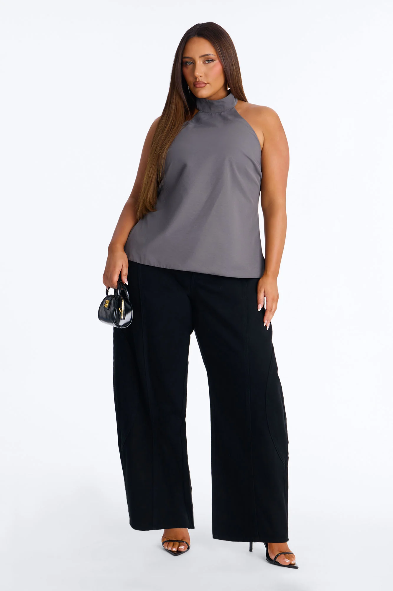 Maliah Low Rise Twill Barrel Leg Pants - Black - Image 5