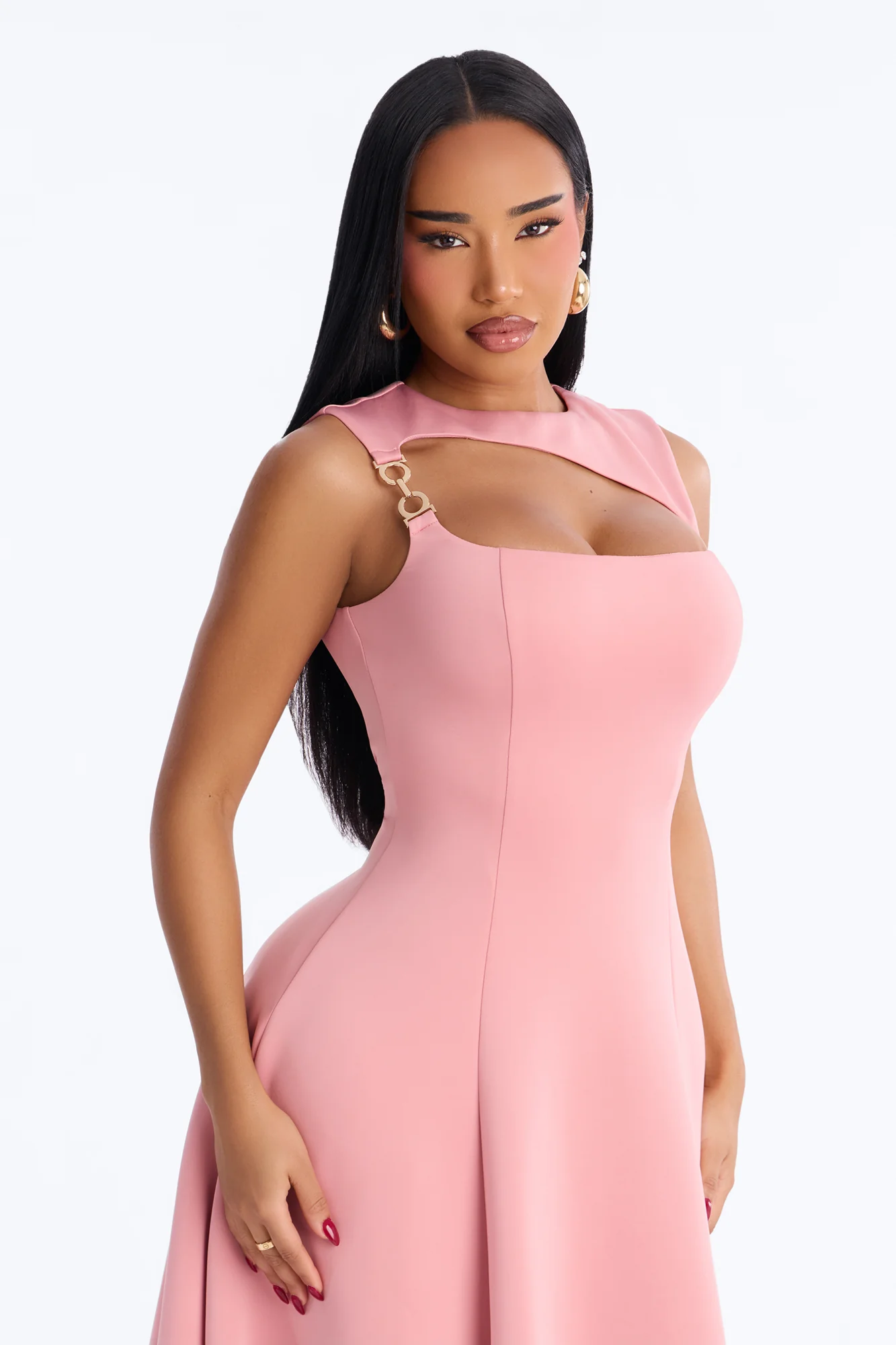 Mallie A Line Midi Dress - Mauve