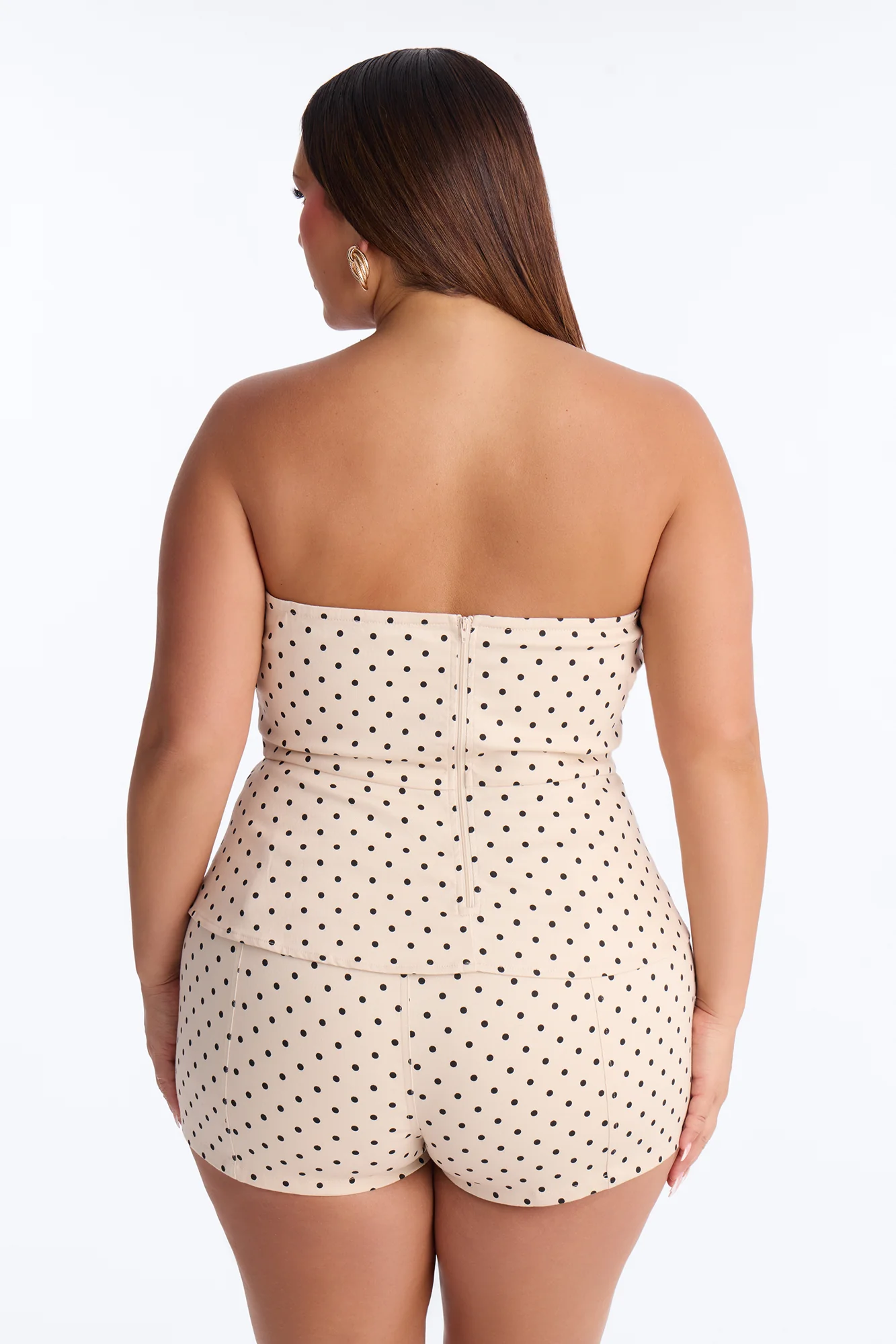 Mallory Twill Polka Dot Peplum Tube Top - Cream/combo - Image 8