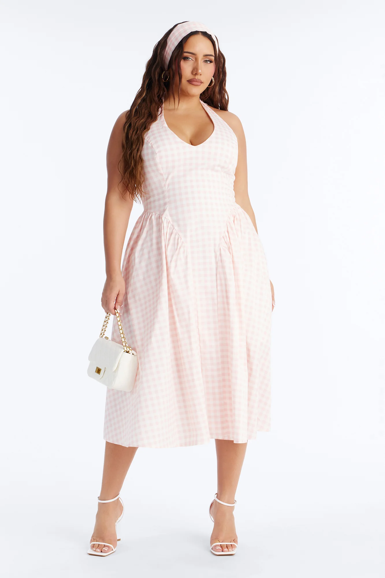 Mara Corset Gingham Midi Dress - Pink/combo - Image 5