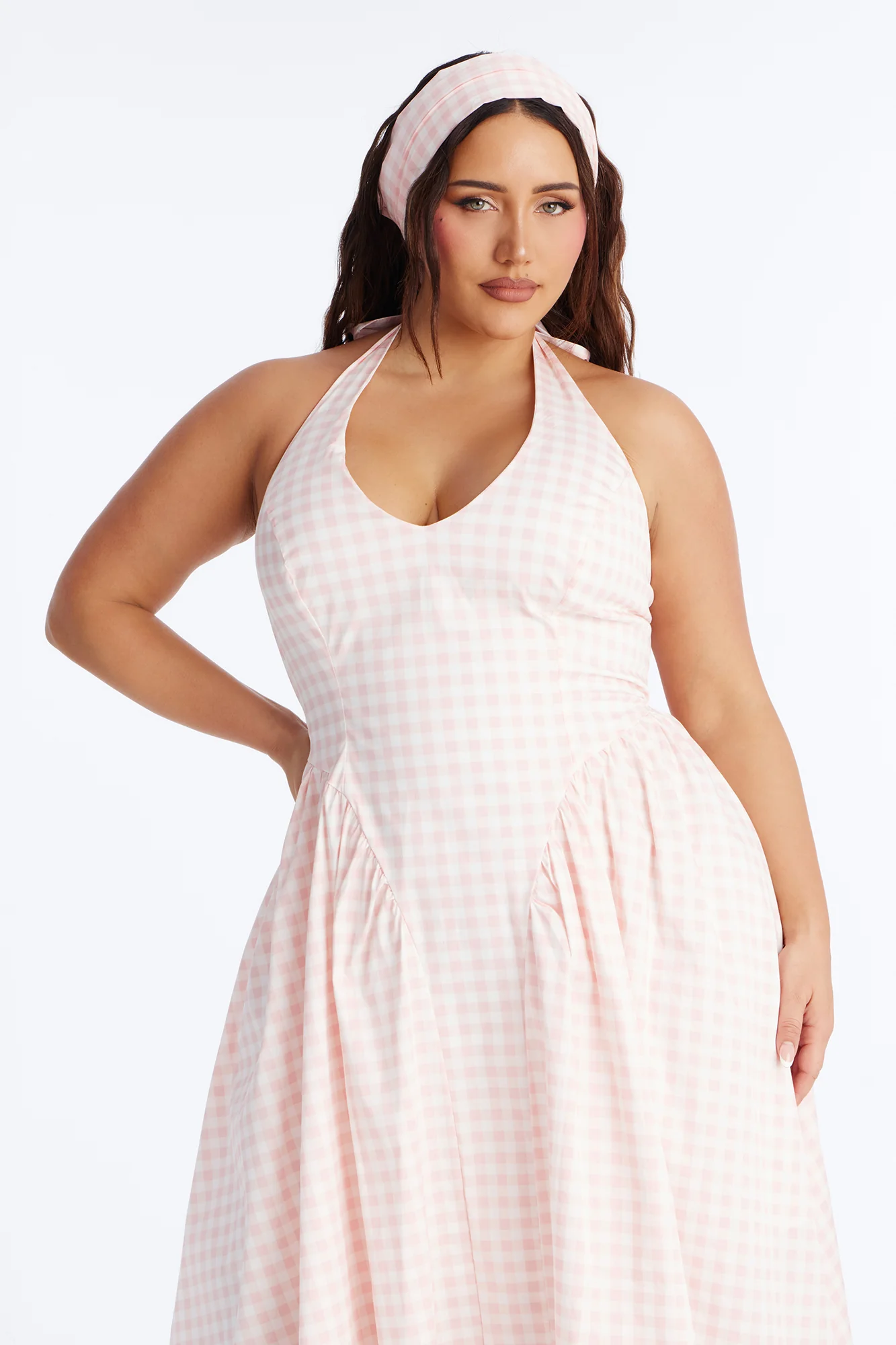 Mara Corset Gingham Midi Dress - Pink/combo - Image 6