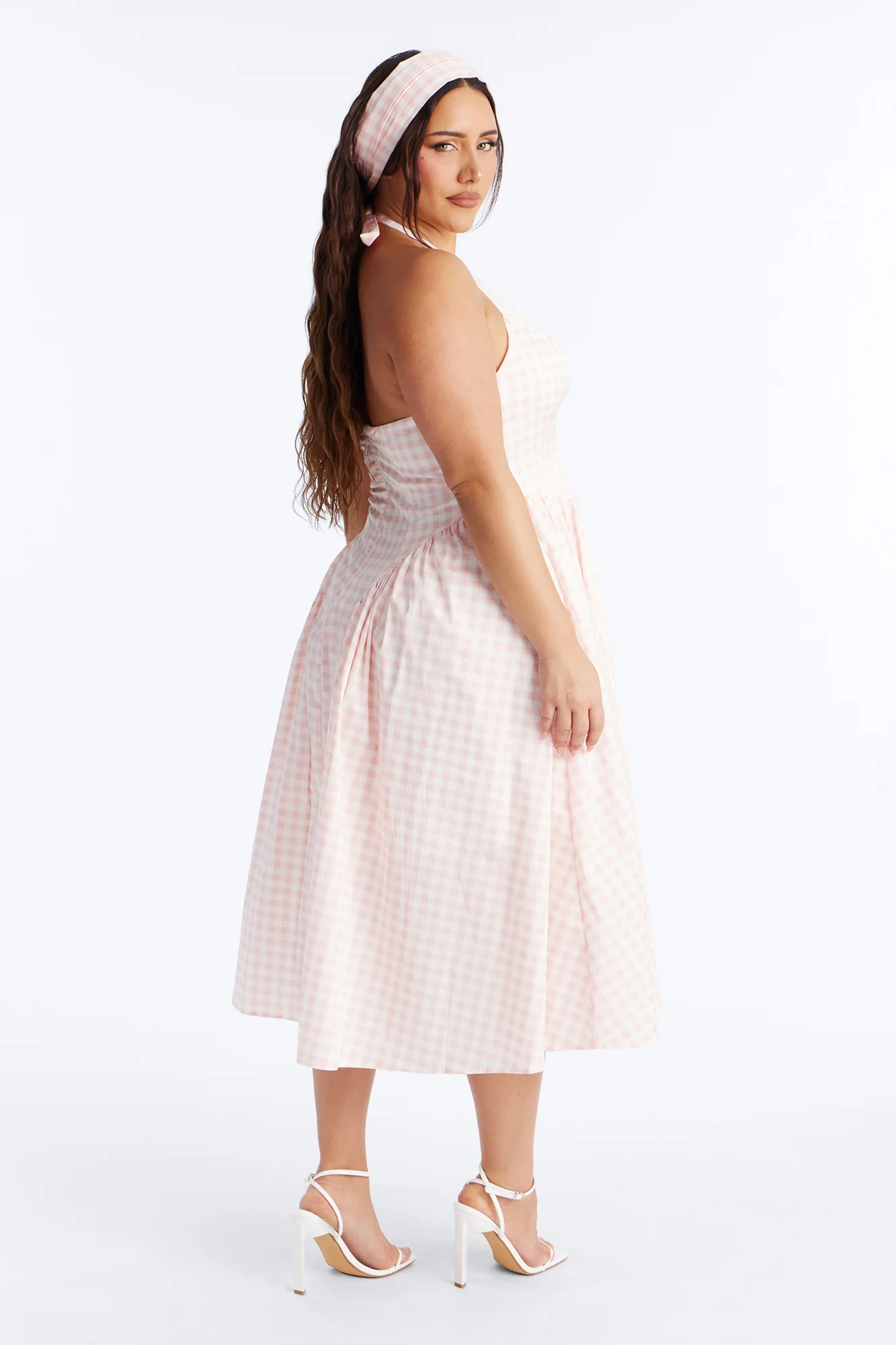 Mara Corset Gingham Midi Dress - Pink/combo - Image 7
