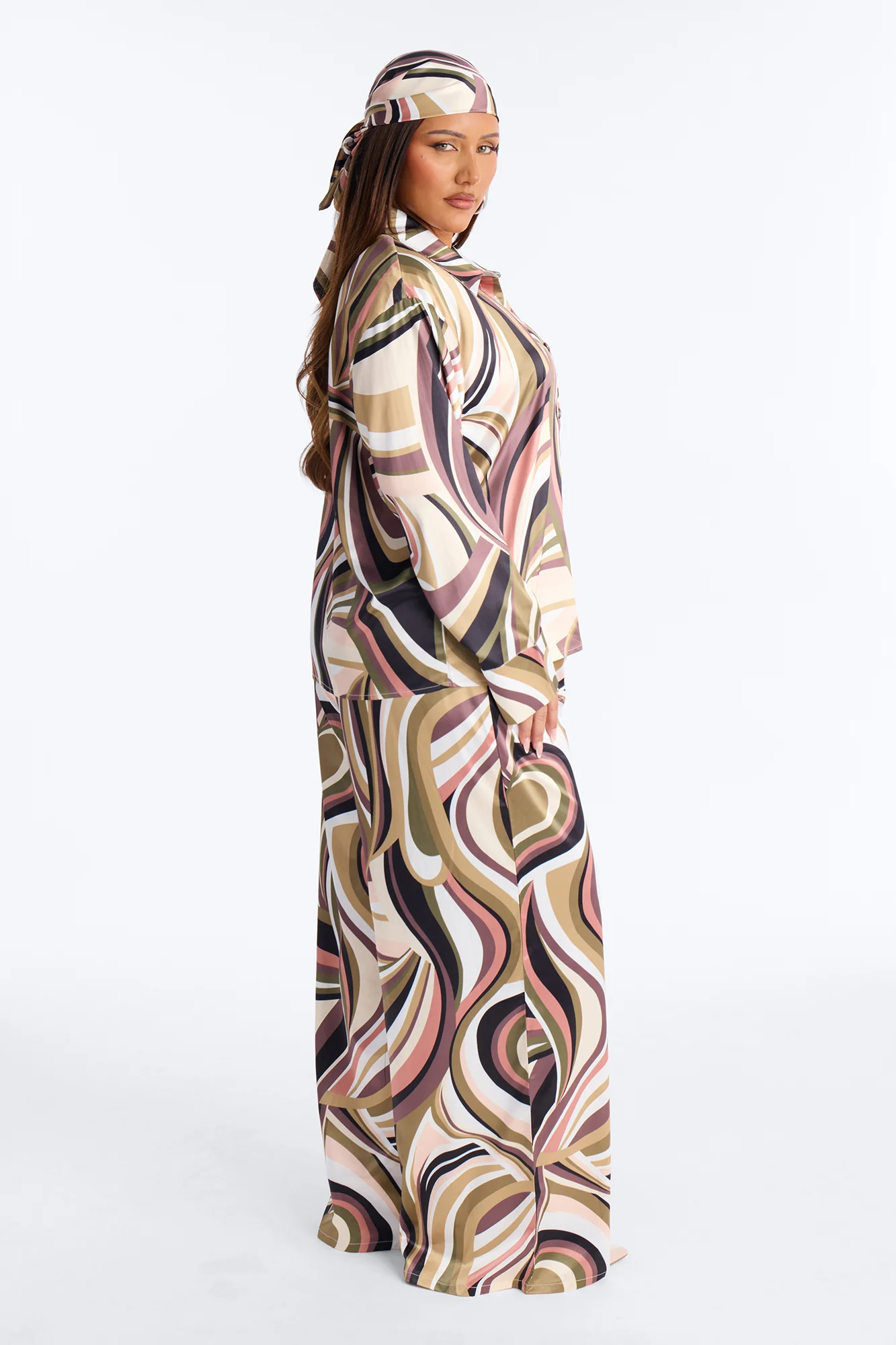 Marbella Satin 3 Piece Set - Olive/combo - Image 10