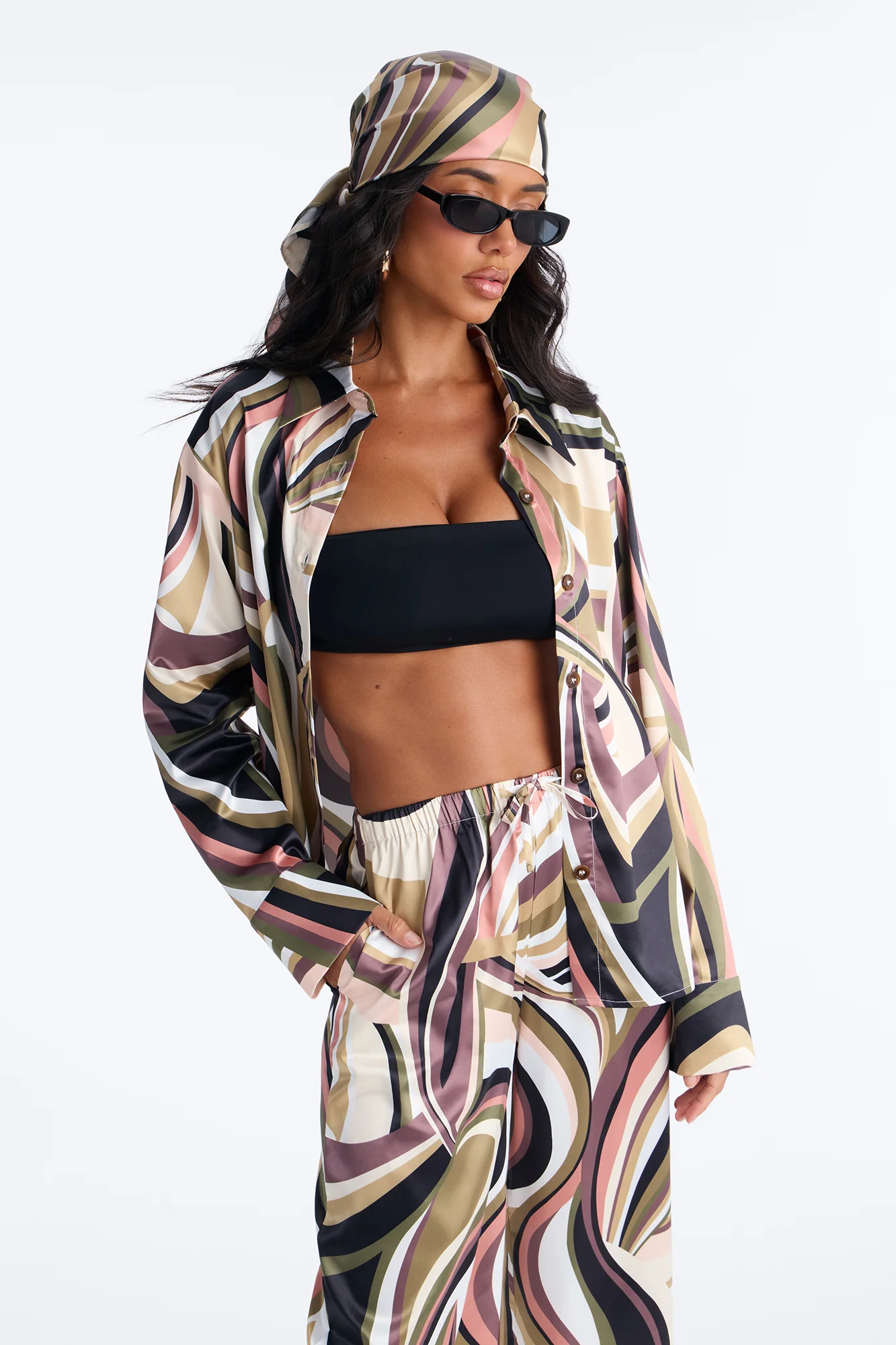 Marbella Satin 3 Piece Set - Olive/combo - Image 3