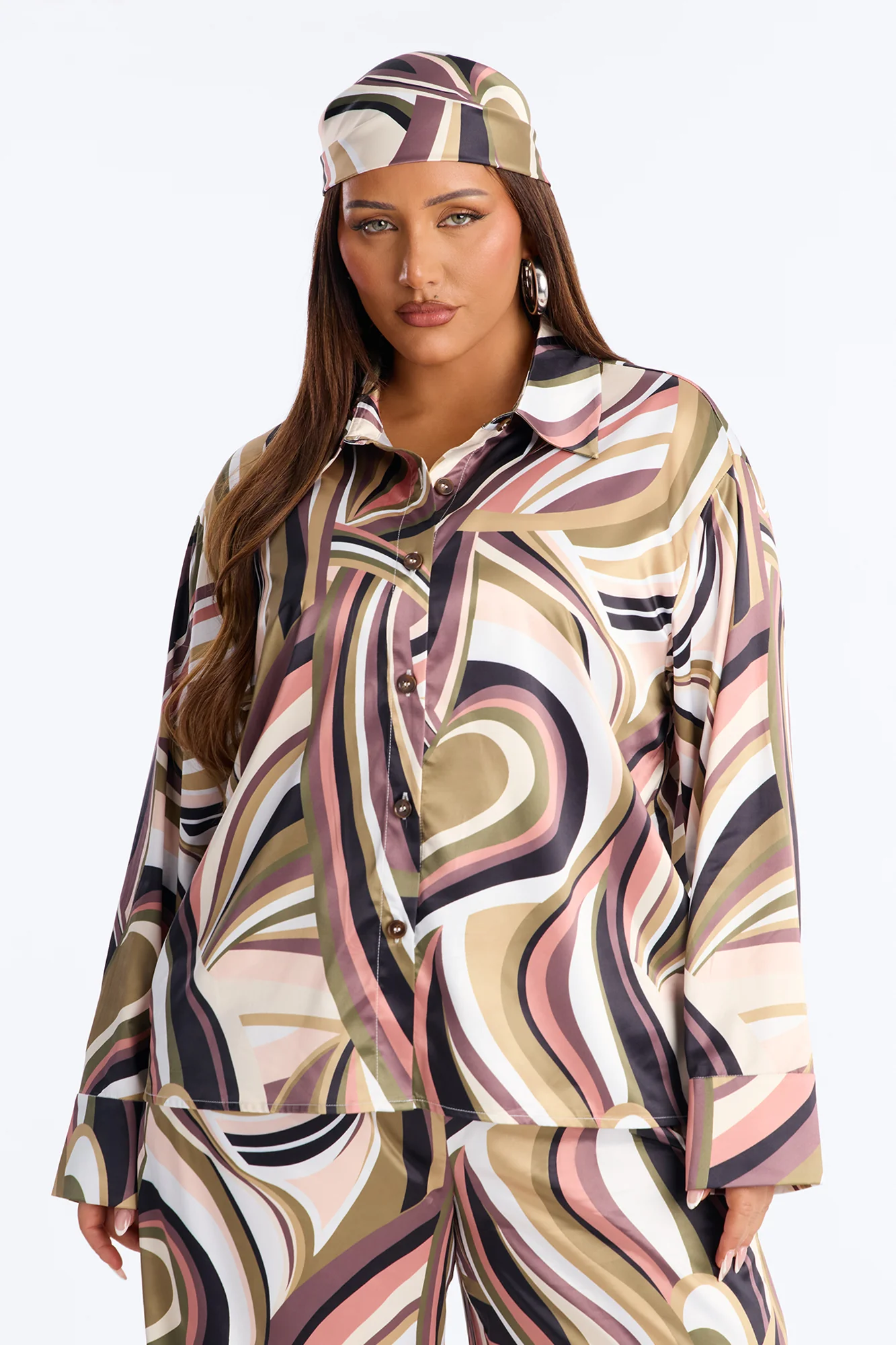 Marbella Satin 3 Piece Set - Olive/combo - Image 7