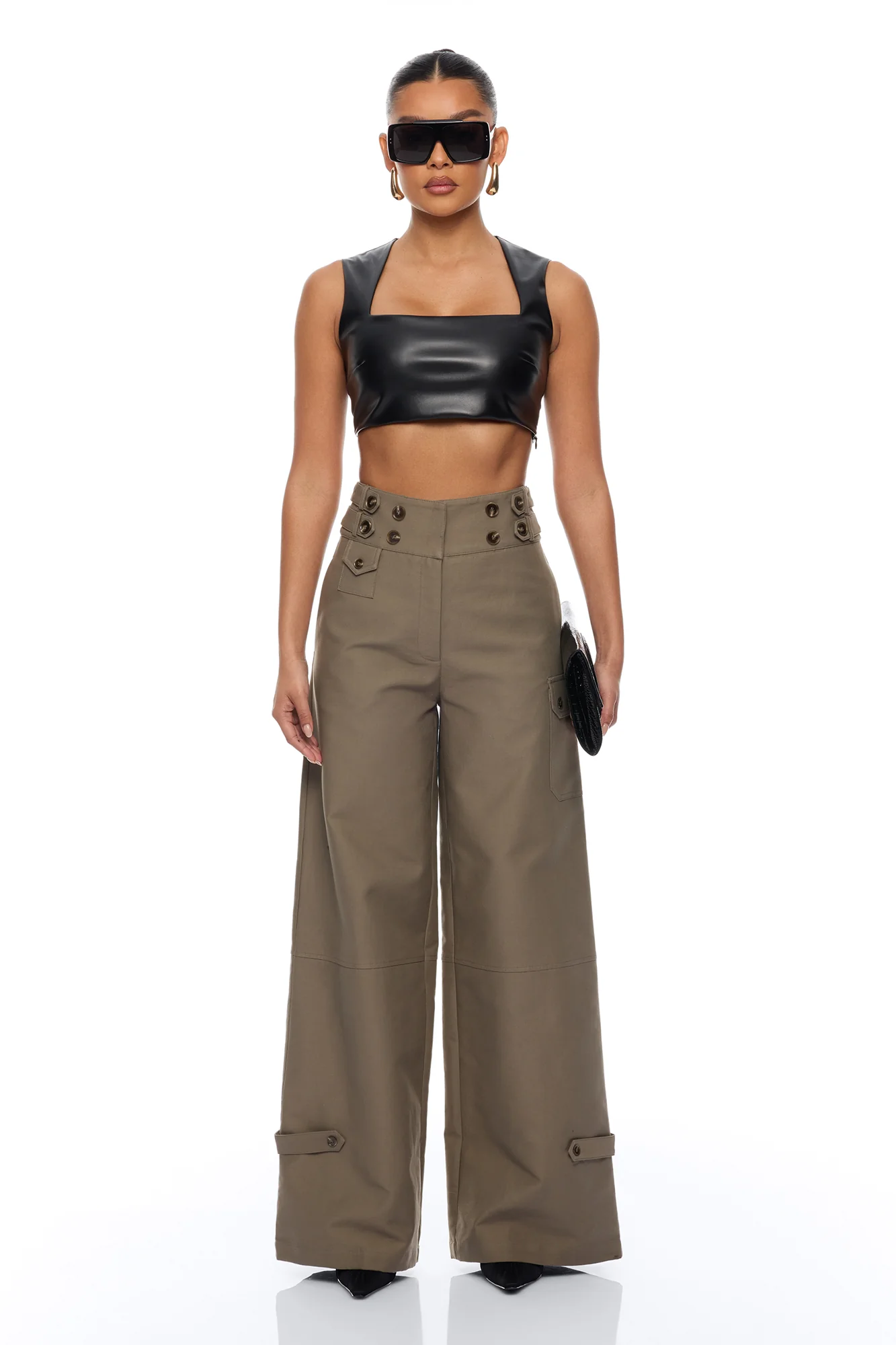 Marcella Cargo Wide Leg Pant - Olive