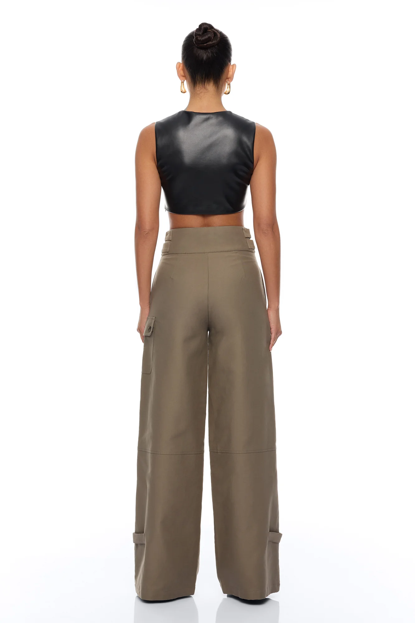 Marcella Cargo Wide Leg Pant - Olive - Image 5