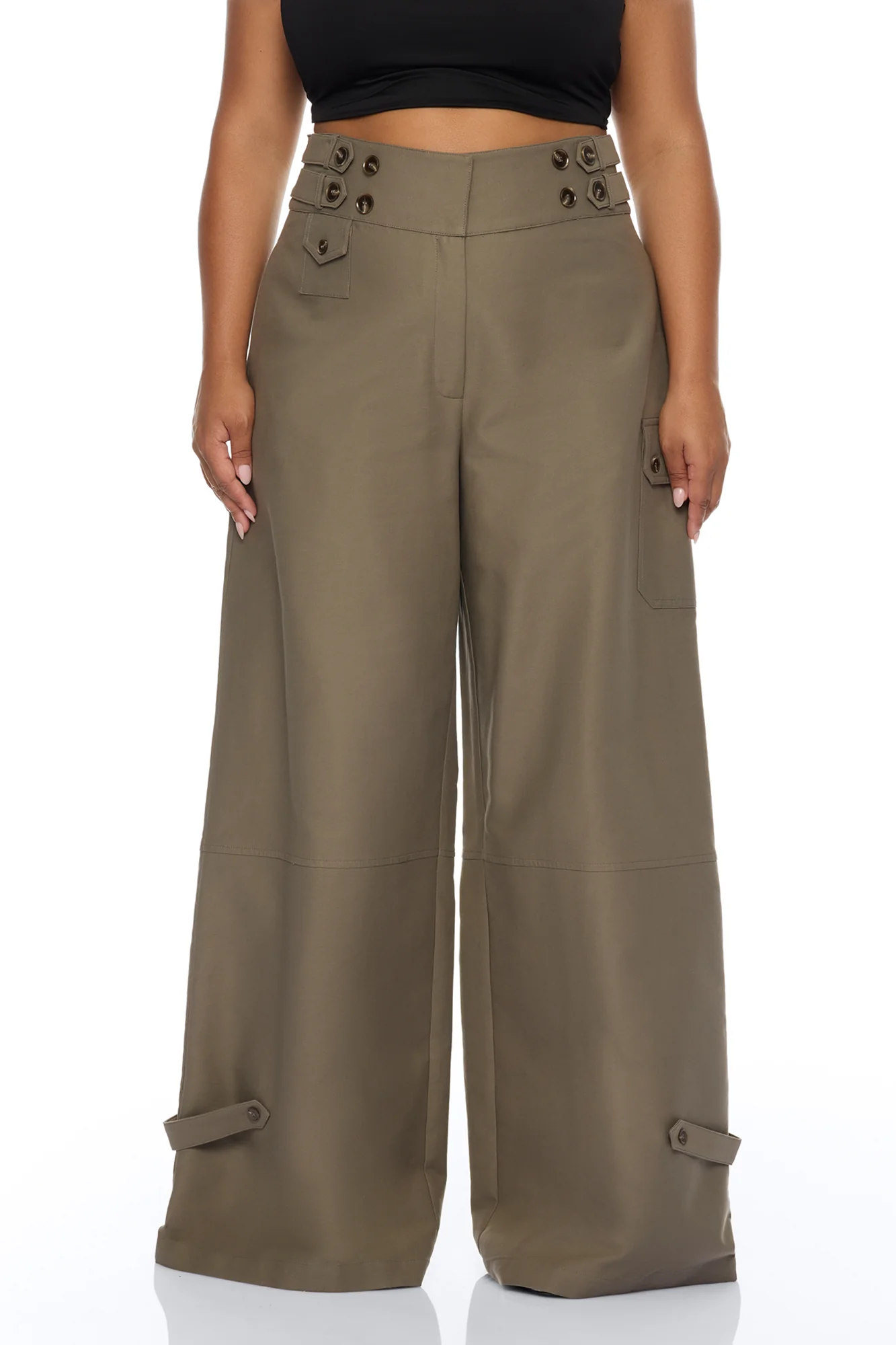 Marcella Cargo Wide Leg Pant - Olive - Image 7