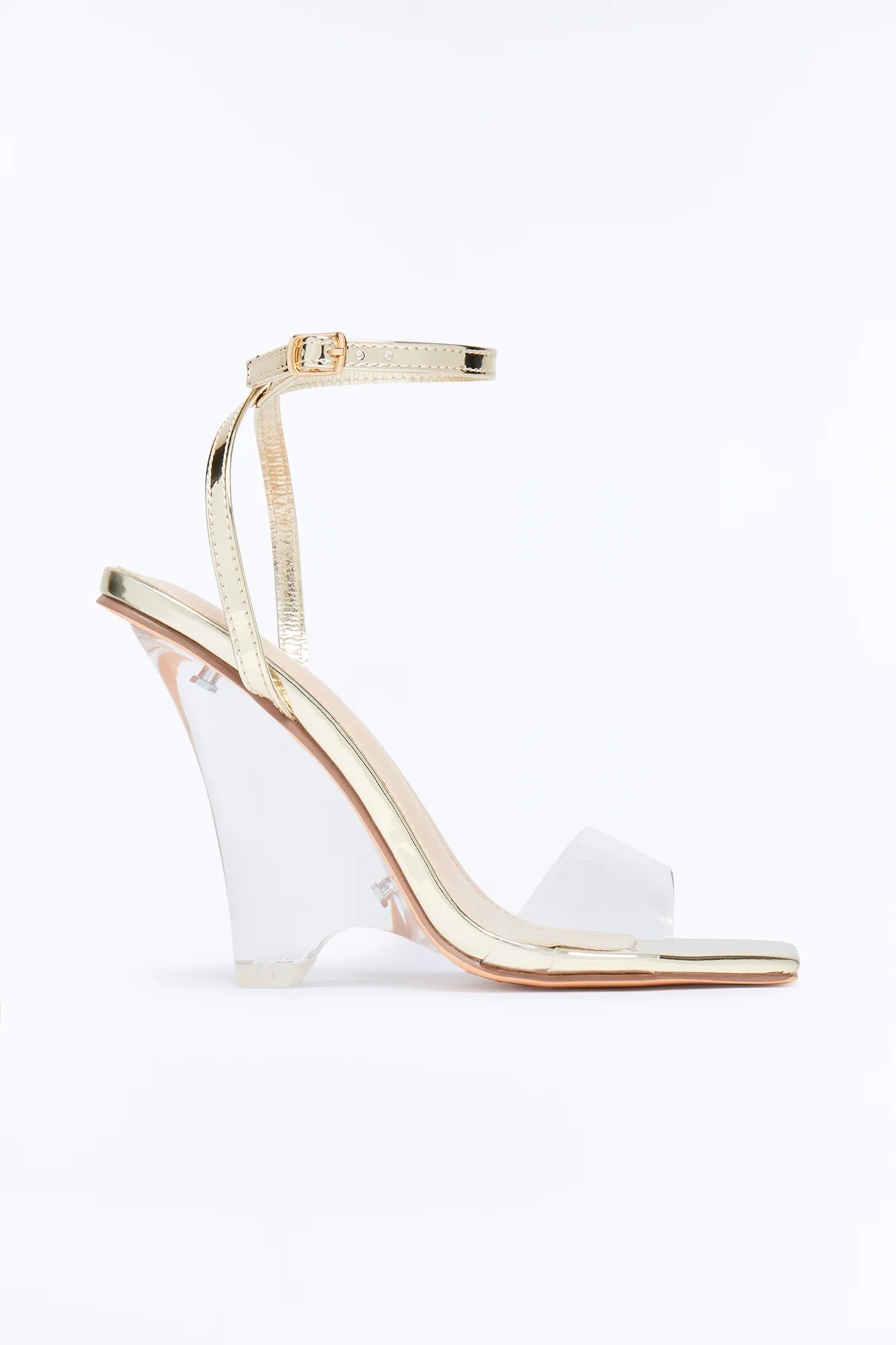 Marcita Clear Patent Wedges - Gold