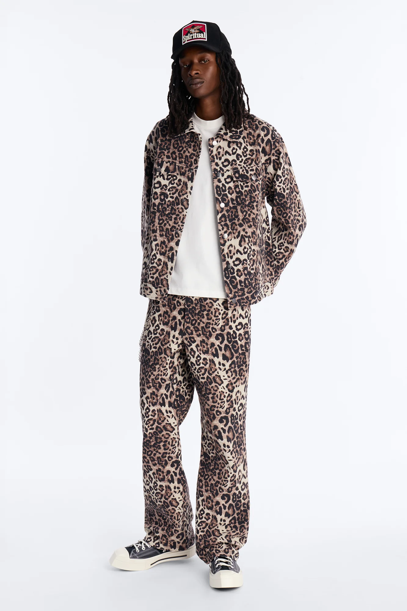 Marcy Wild Leopard Print Trucker Jacket - Brown