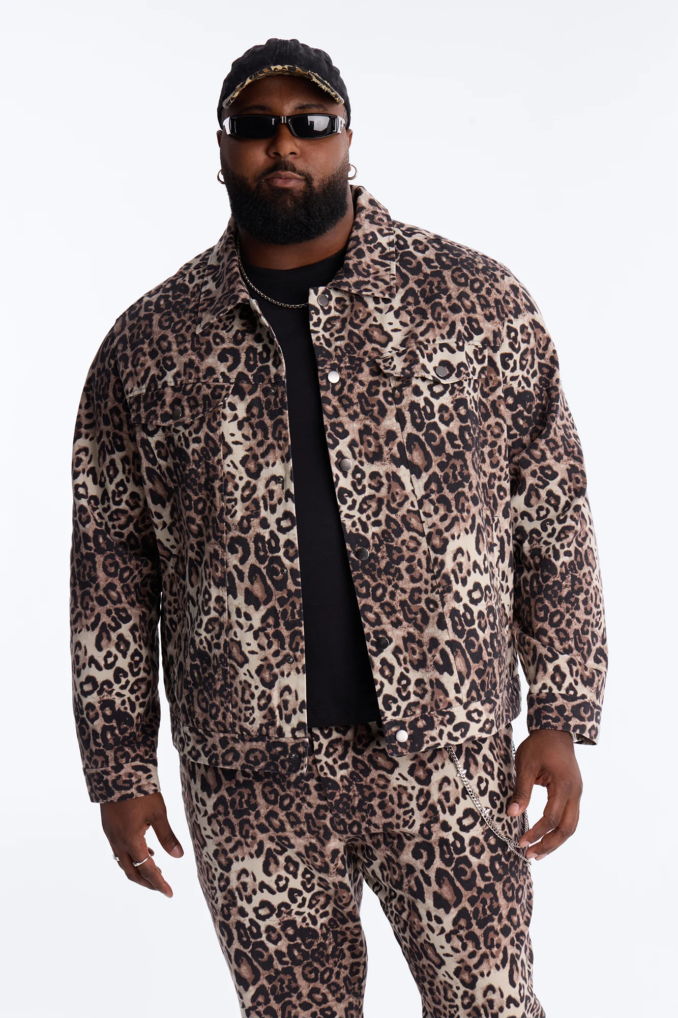 Marcy Wild Leopard Print Trucker Jacket - Brown - Image 5