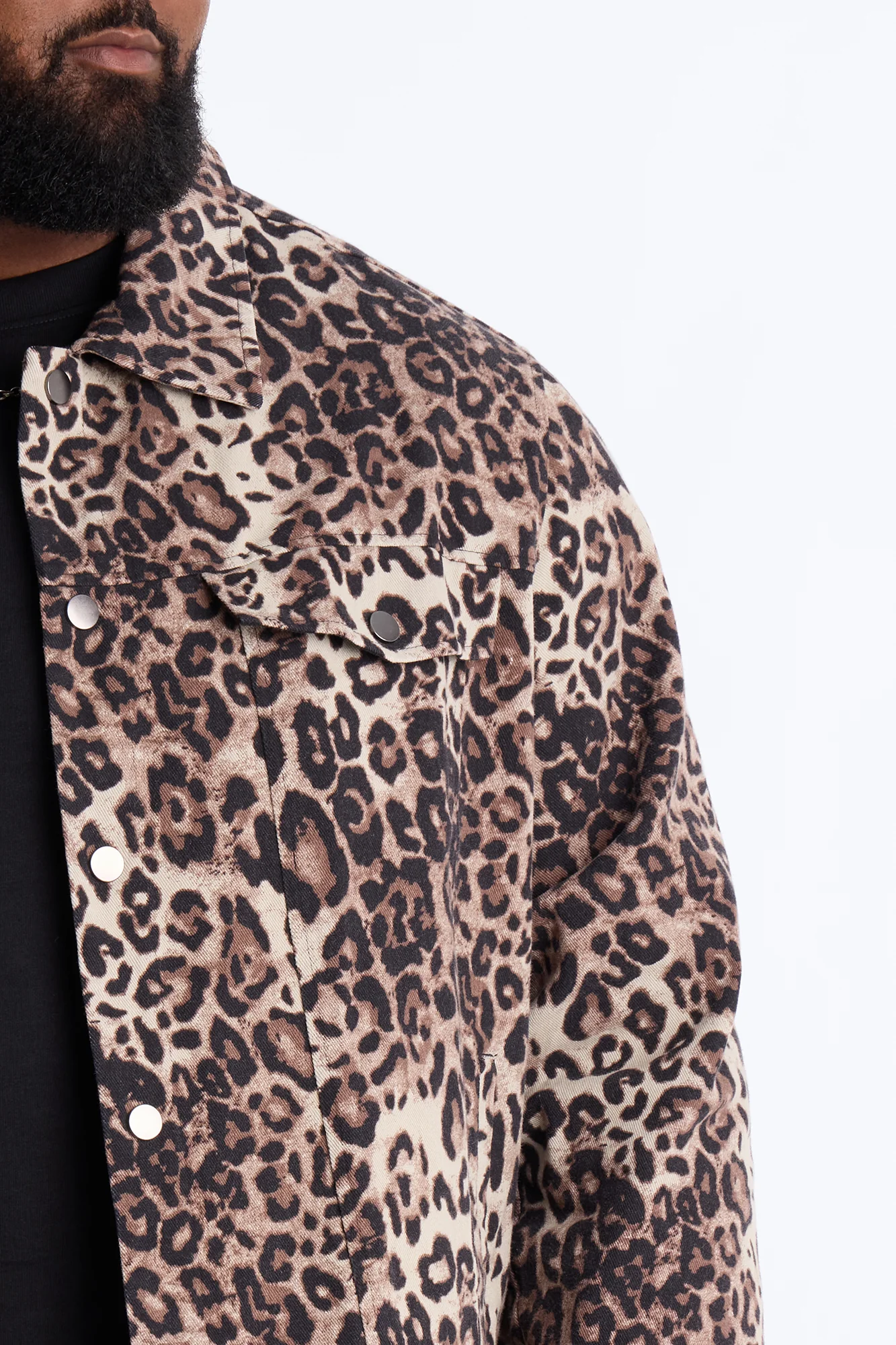 Marcy Wild Leopard Print Trucker Jacket - Brown - Image 7