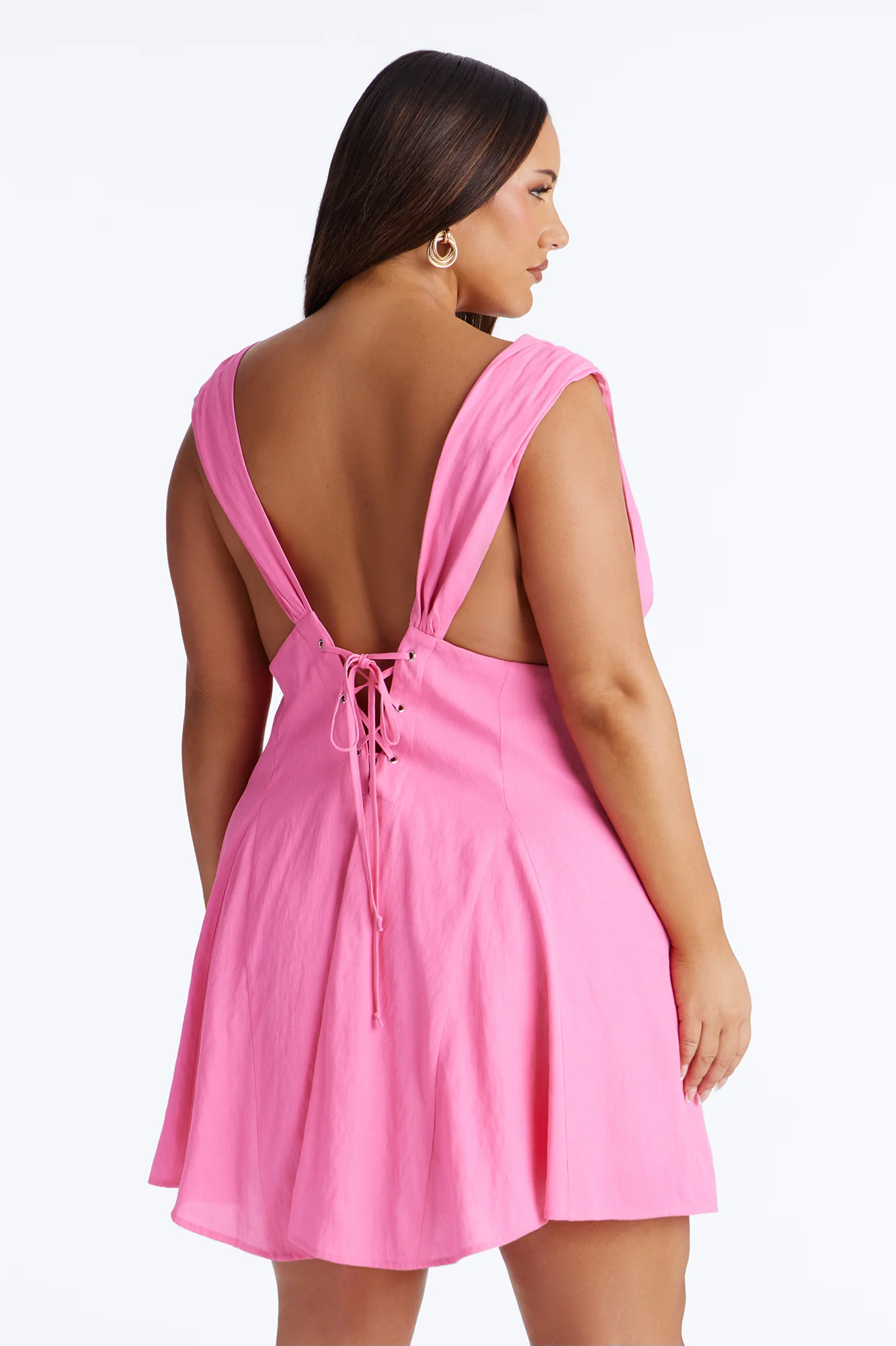 Maren Sleeveless Linen Mini Dress - Pink - Image 7