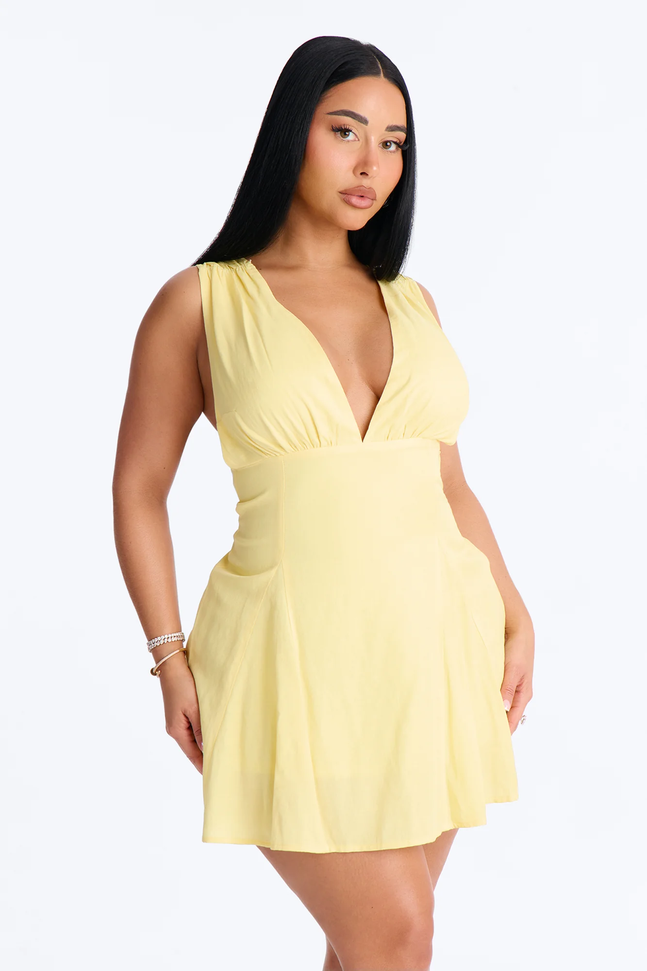 Maren Sleeveless Linen Mini Dress - Yellow