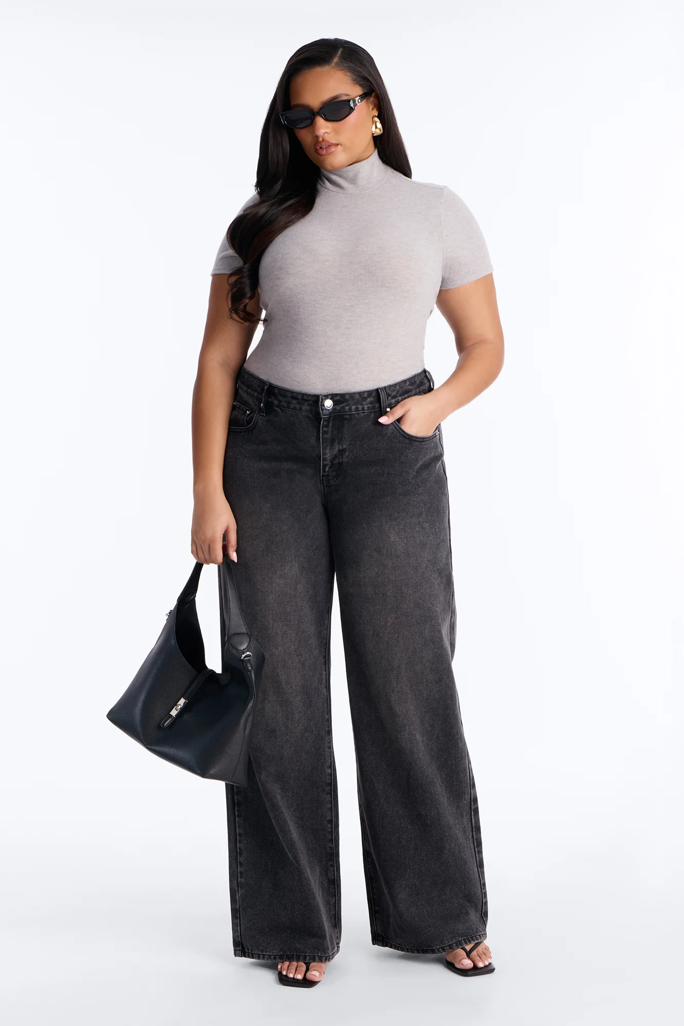 Marenna Mock Neck Short Sleeve Hacci Bodysuit - Grey - Image 7