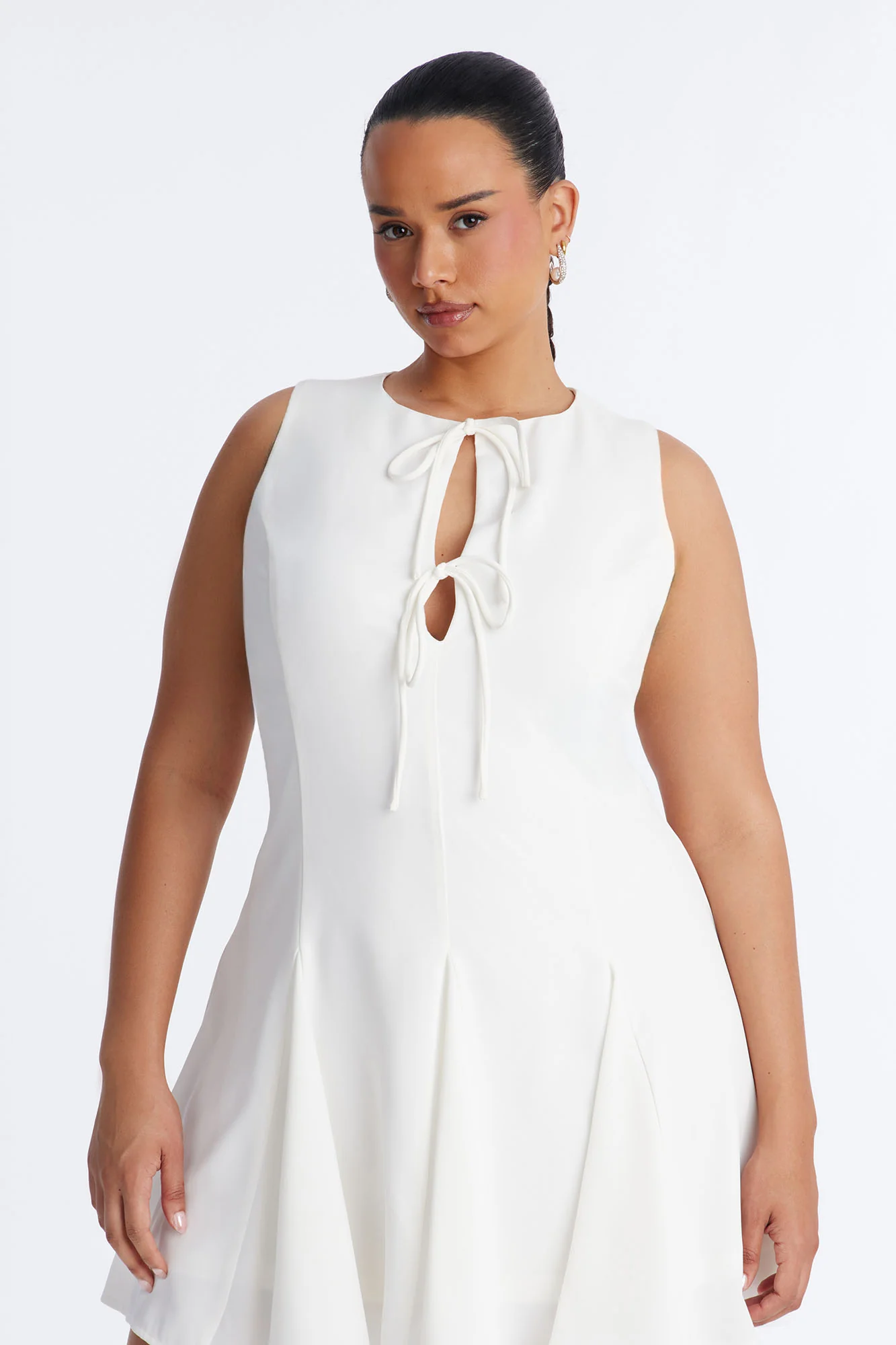 Margaret Sleeveless Mini Dress - White - Image 5