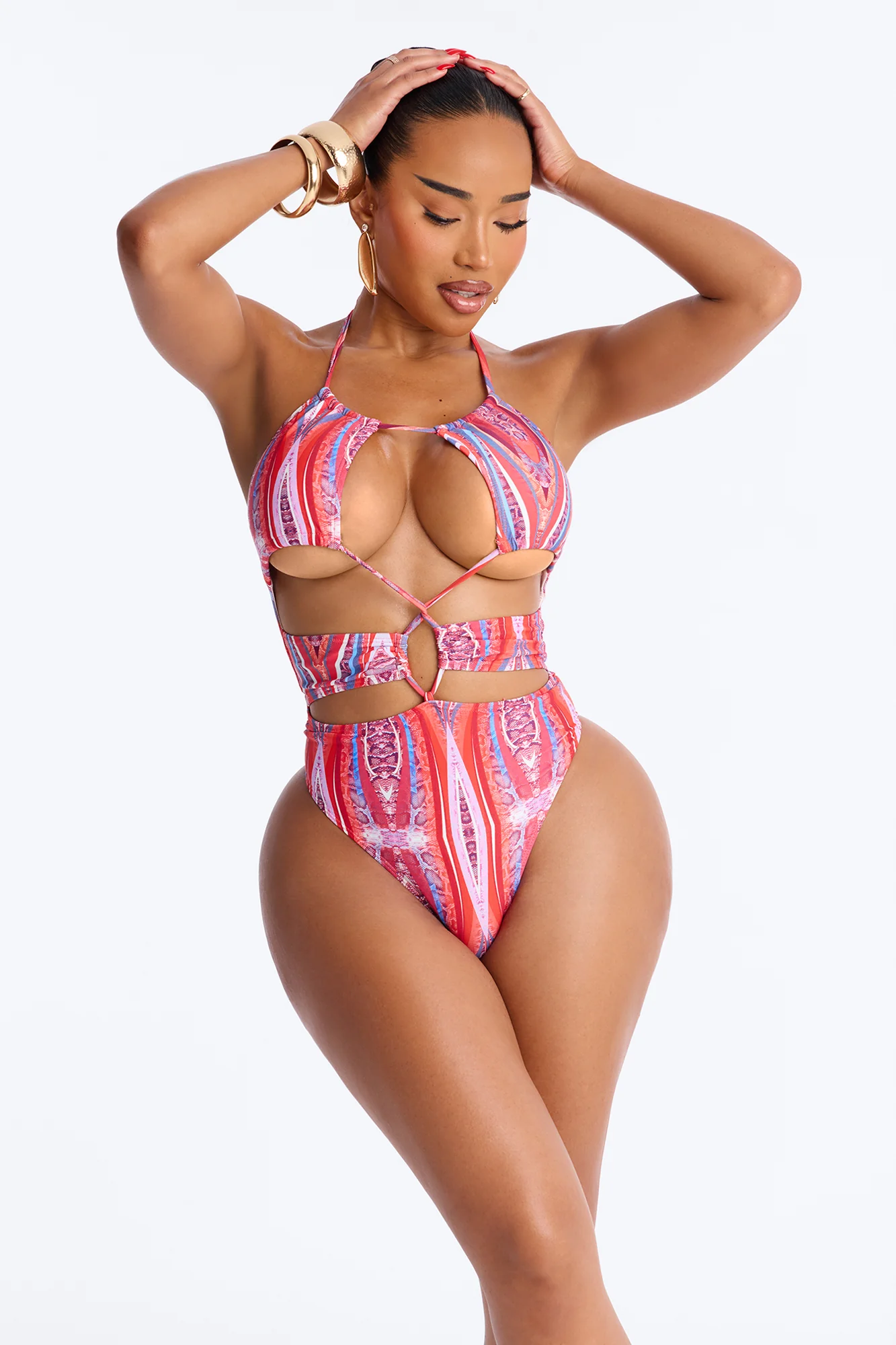 Margarita Dreaming Cutout One Piece Swimsuit - Pink/combo