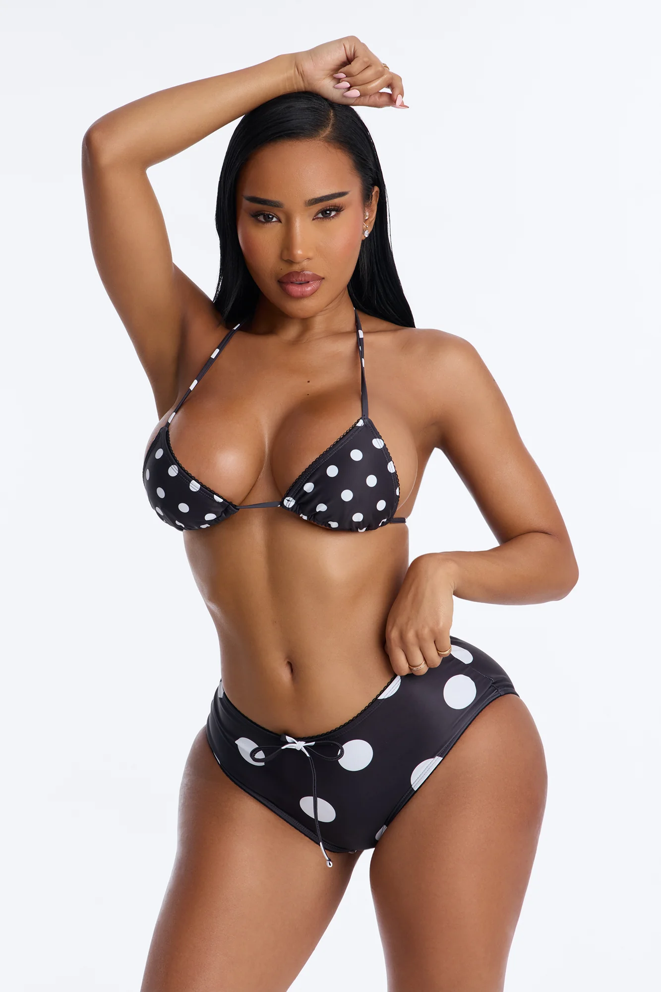 Margo Polka Dot Micro Triangle & Boyshort 2 Piece Bikini - Black/White