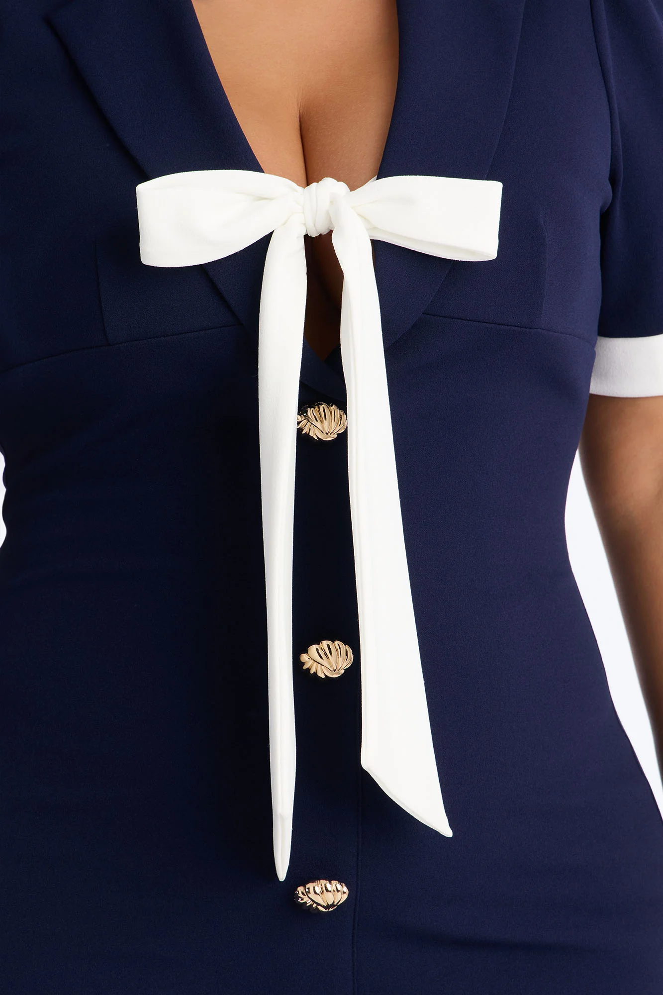 Margot Bow Midi Dress - Navy/combo - Image 7